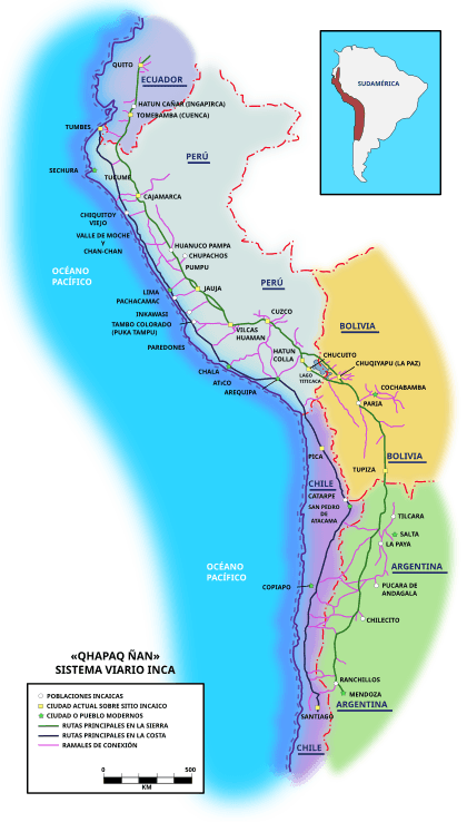Major trade routes, Sistema de caminos del Imperio incaico.