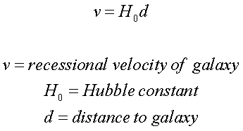 Methods for universe age estimation, Formulas - Hubble's Law