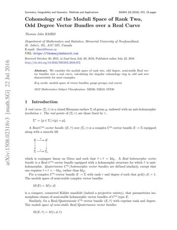 Definition and Moduli Problem, Cohomology of the Moduli Space of Rank Two, Odd Degree Vector Bundles over a Real Curve : Thomas ...