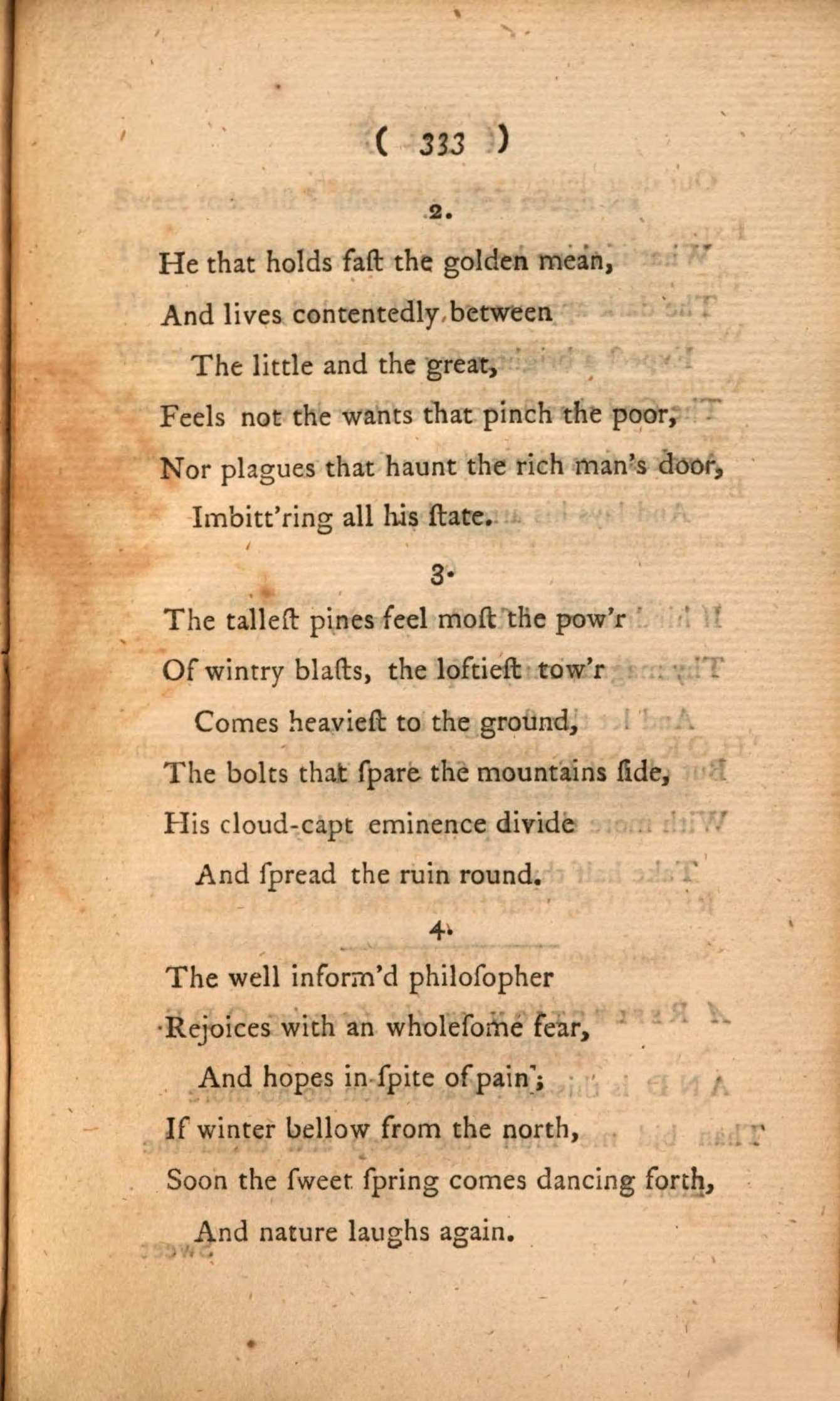 Ode Structure and Characteristics, Eighteenth-Century Poetry Archive / Works / HORACE. Book the 2d. ODE the 10th. (William Cowper)