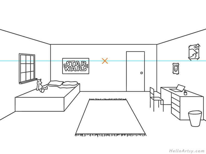 Single vanishing point, Perspective drawing - DC Design
