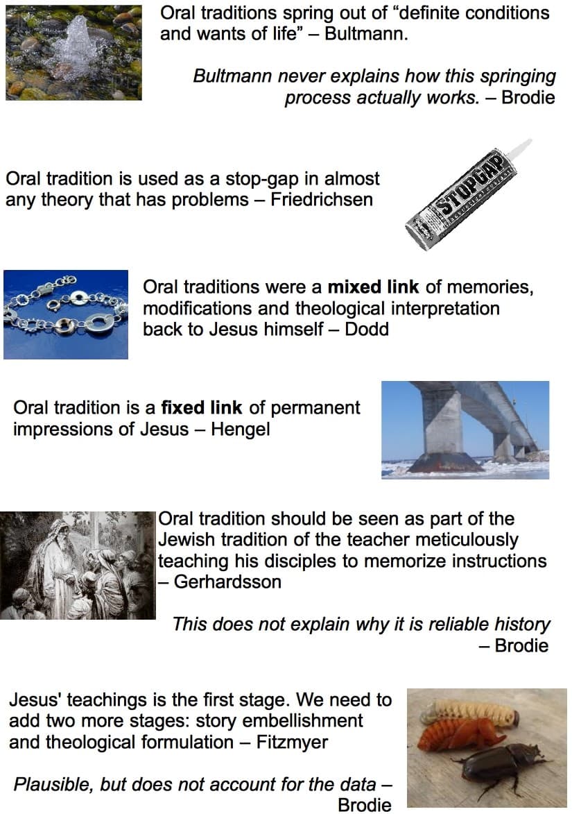 Oral tradition, Oral Tradition in NT Studies is Unworkable