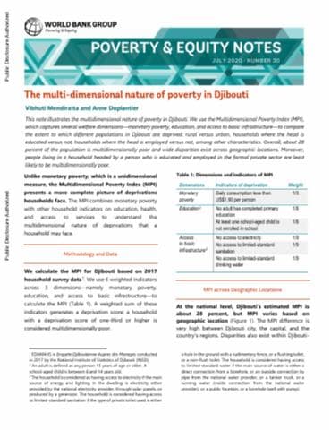 Poverty Definitions and Dimensions, The Multi-Dimensional Nature of Poverty in Djibouti