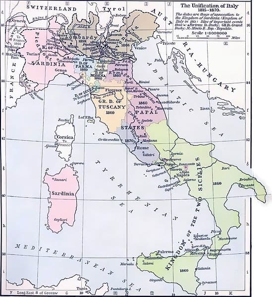 Pre-unification political landscape, 549px-Italy_unification_1815_1870 | BRANCH