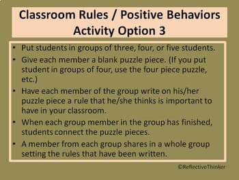 Proactive behavior management strategies, Back to School: Puzzle Activity to Teach Classroom Rules and Positive Behaviors