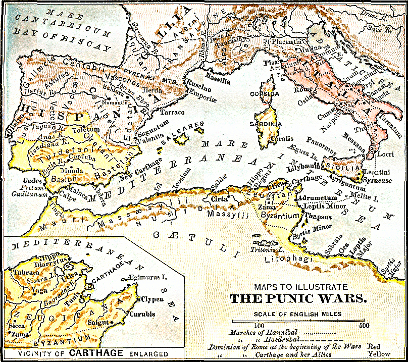 Key events of Punic Wars, File:Maps to Illustrate the Punic Wars.png - Wikimedia Commons