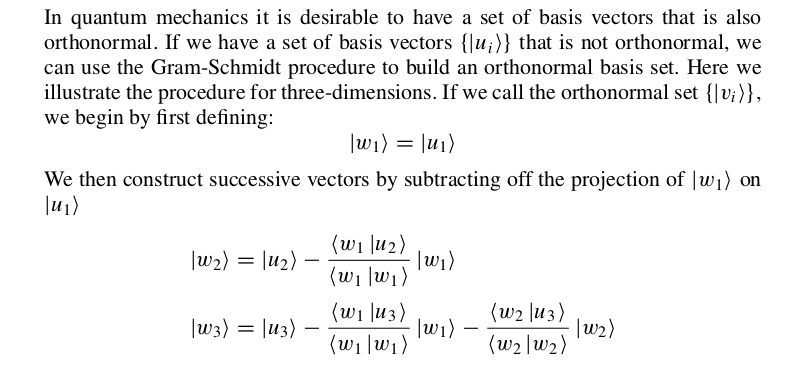 Concept and Relation to Gram-Schmidt Process, vector spaces - Orthonormal Sets and the Gram-Schmidt Procedure - Mathematics Stack Exchange