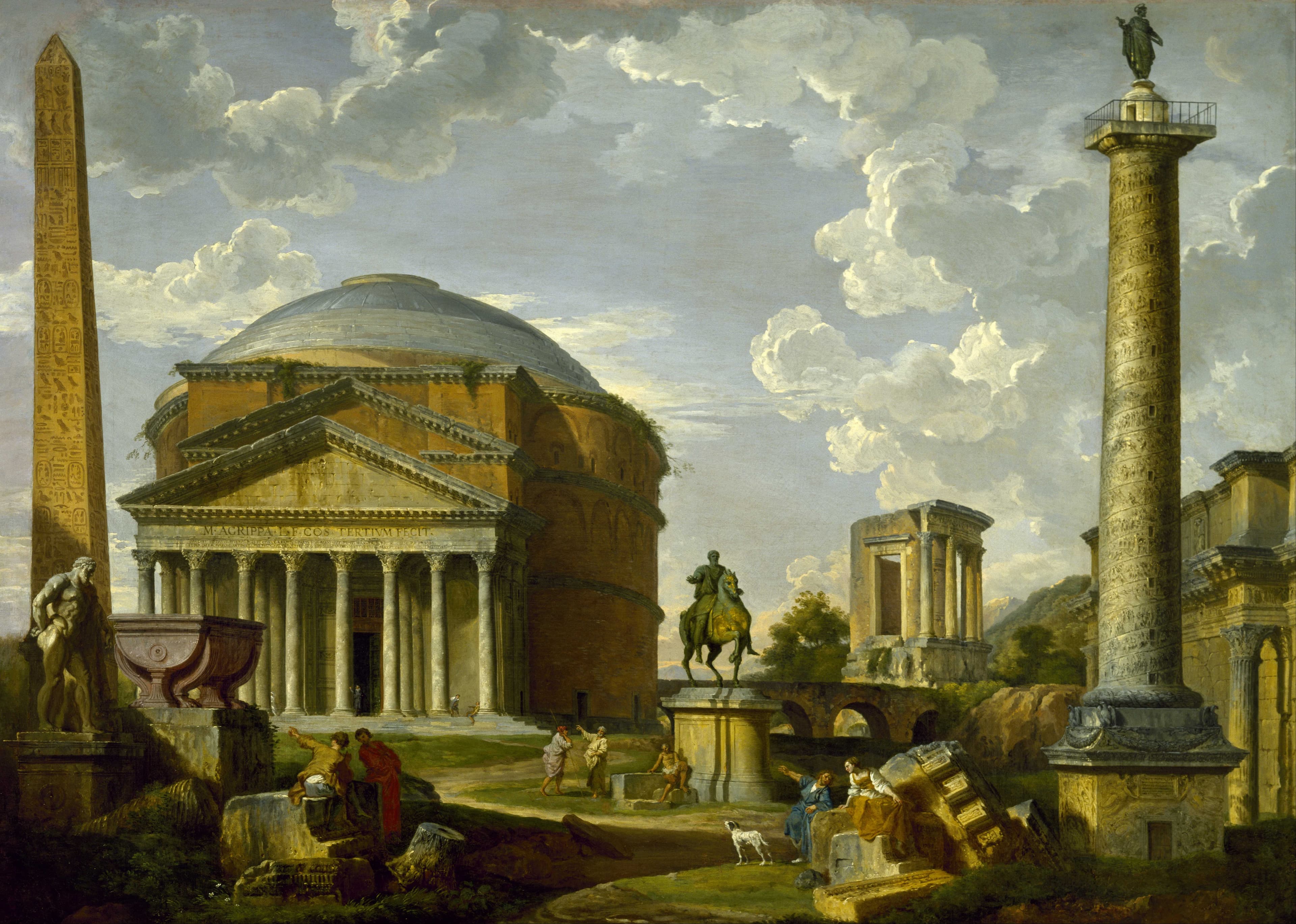 Religious landscape of Roman Empire, File:Giovanni Pauolo Panini - Fantasy View with the Pantheon and other Monuments of Ancient Rome ...