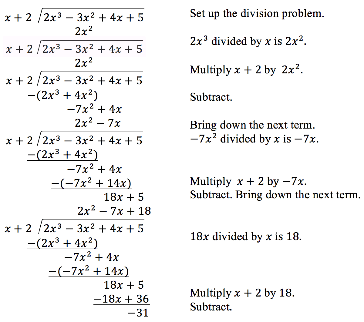 Remainder theorem for polynomial evaluation, Use long division to divide polynomials | College Algebra