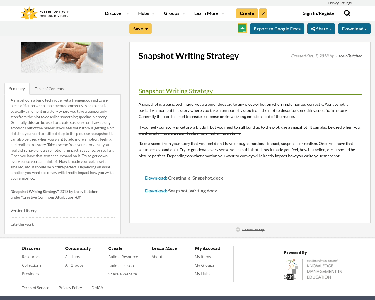 Short Form Creative Nonfiction, Snapshot Writing Strategy | Resource Bank