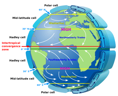 Three-Cell Model and Driving Forces, Célula de Hadley - Wikipedia, a enciclopedia libre