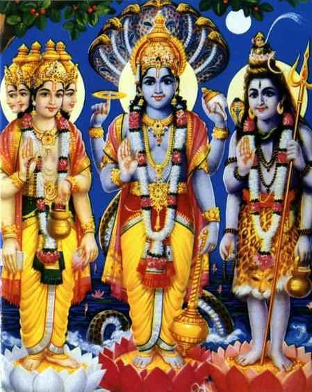 The Trimurti as the three main aspects of the divine, La Trimûrti : Brahmâ, Vishnu, Shiva - poster contemporain | Flickr