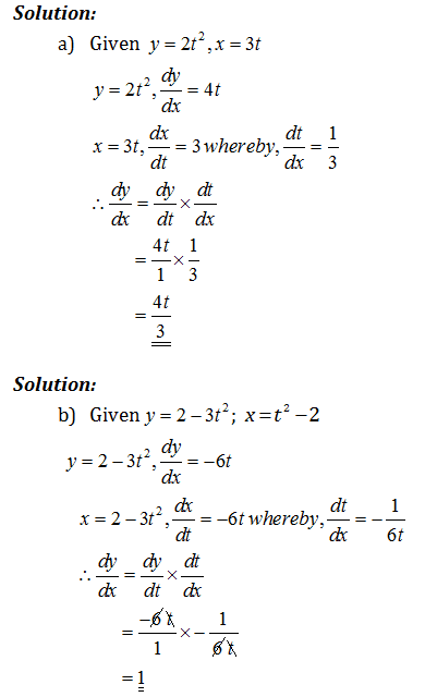 Types and characteristics of solutions, Differentiation of parametric equations - Engineering Mathematics 1 DBM10013 Politeknik