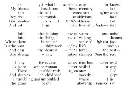 Understanding Poetic Meter, poetry - Meter in Clare's "I am" - English Language & Usage Stack Exchange