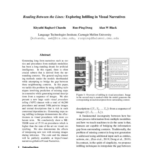 Understanding Subtext in Dialogue, Reading Between the Lines: Exploring Infilling in Visual Narratives - ACL Anthology