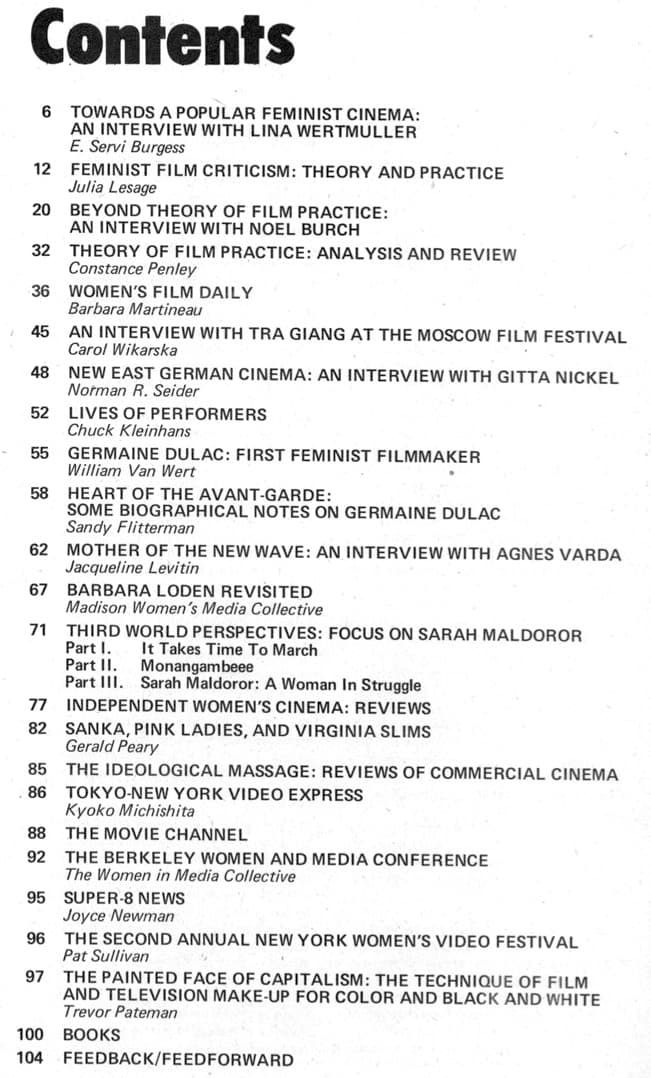 Emergence as a Response to Marginalization, Women and Film 5-6, 1974, introduction
