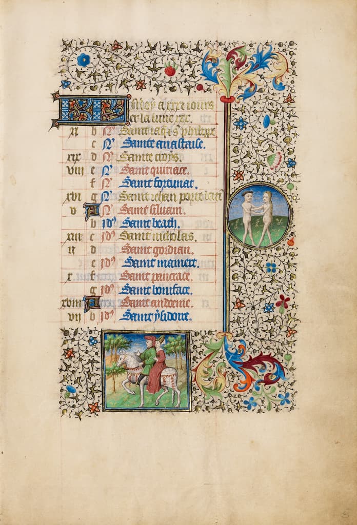 Concept of courtly love, May Calendar Page; Courtly Love; Gemini (Getty Museum)