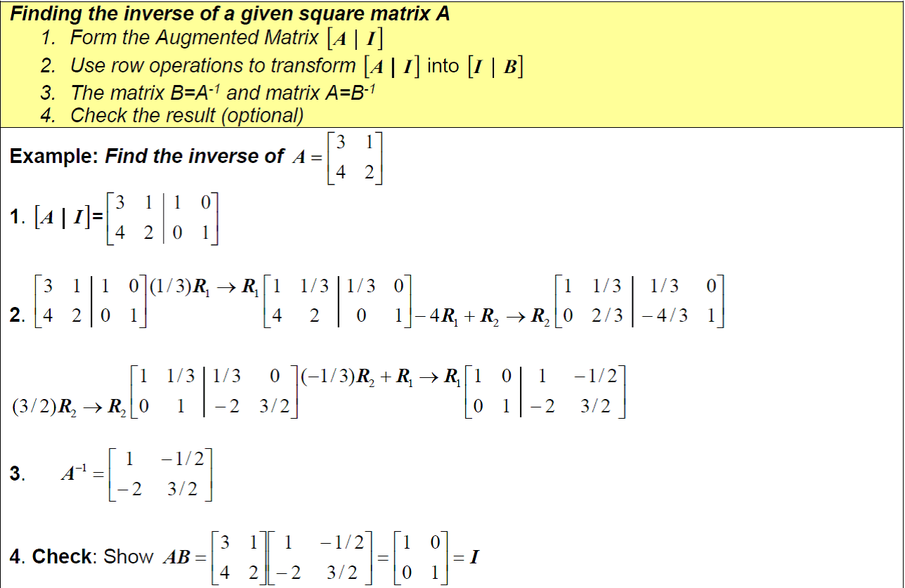 Definition and Notation, 3.6b. Examples – Inverses of Matrices | Finite Math