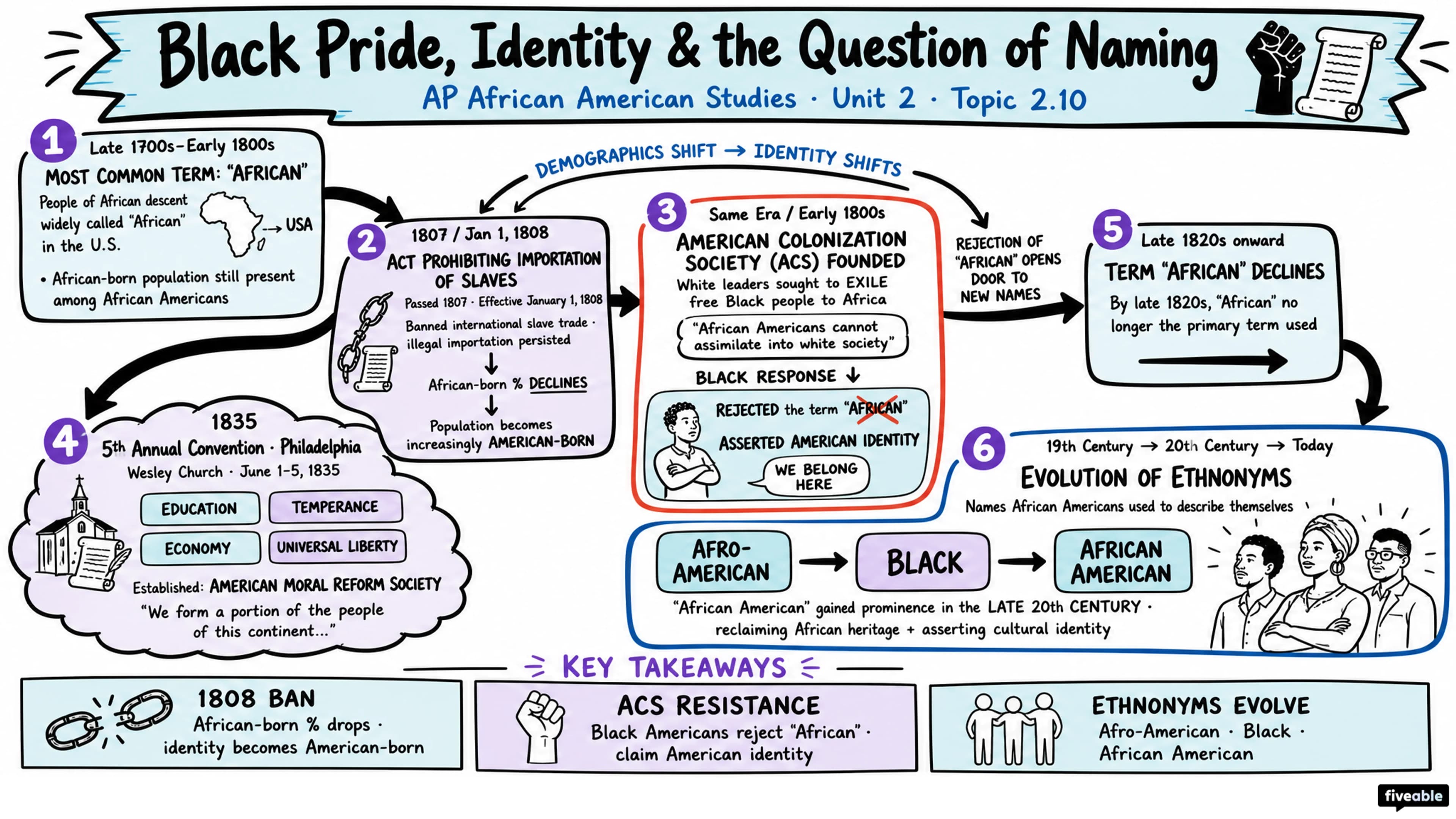 2.10 Black Pride, Identity, and the Question of Naming - AP African American Studies - Unit 2 visual cheatsheet