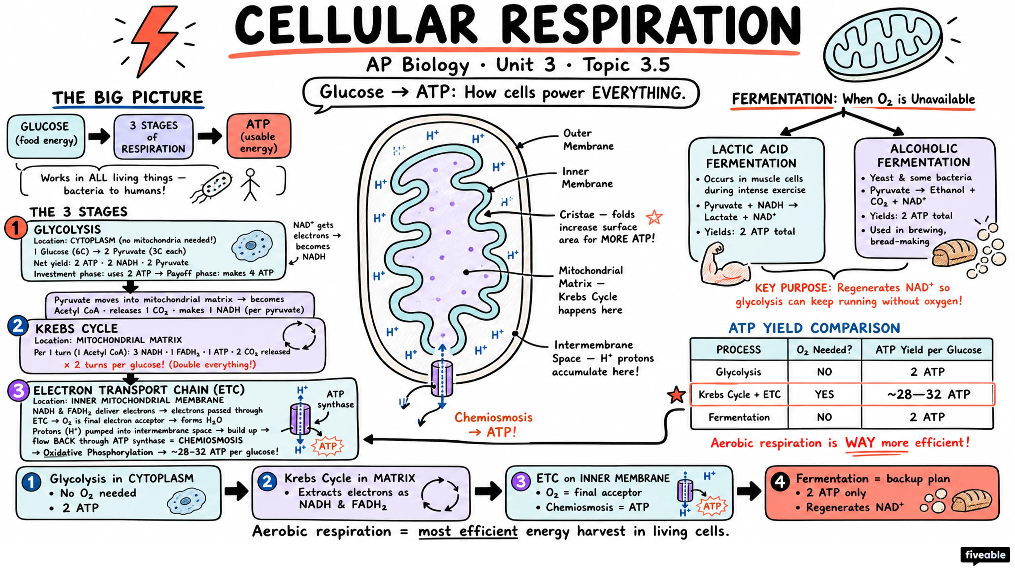3.5 Cellular Respiration - AP Biology - Unit 3 visual cheatsheet