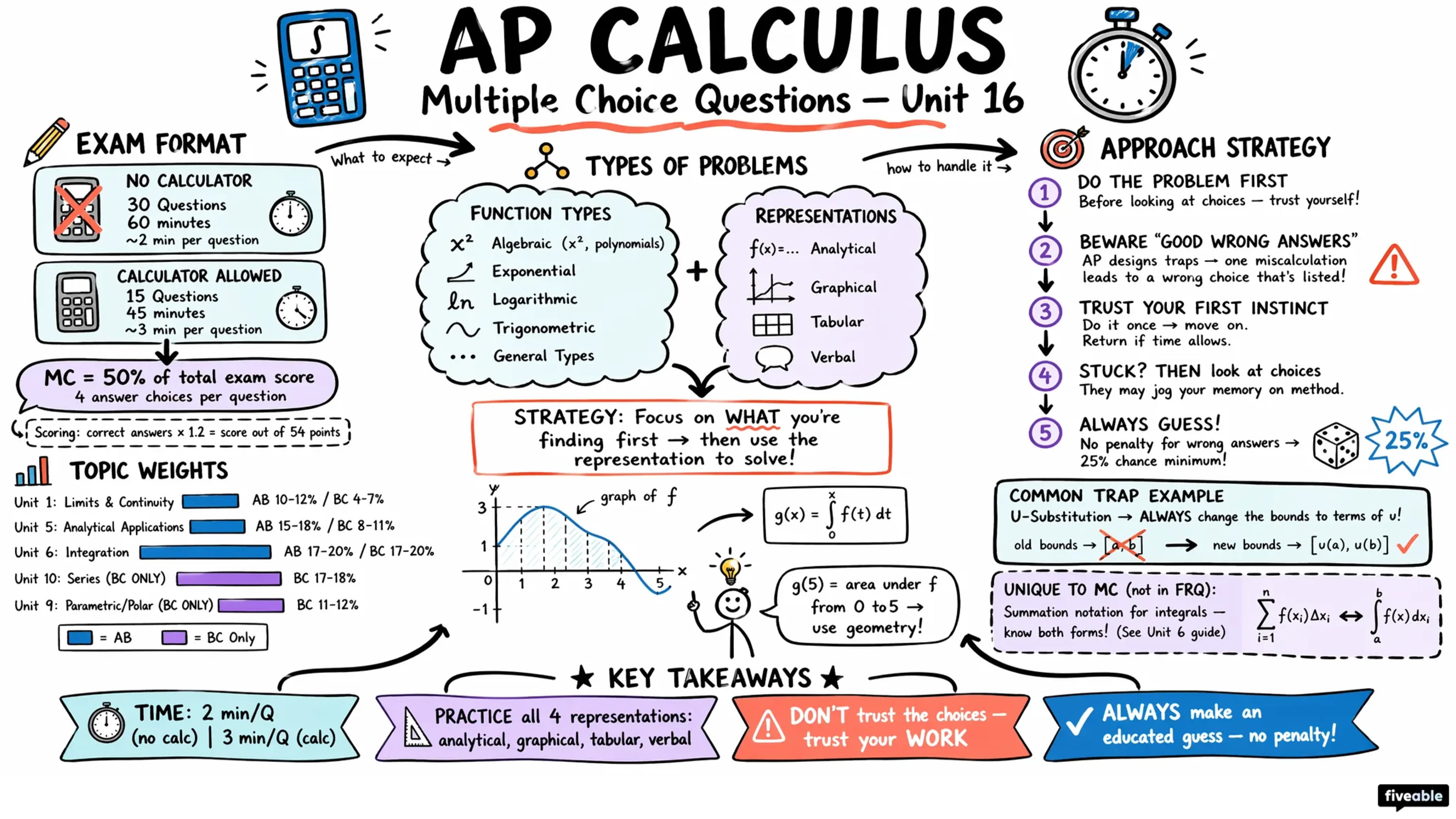 AP Calculus Multiple Choice Questions - AP Calculus - Exam Skills visual cheatsheet