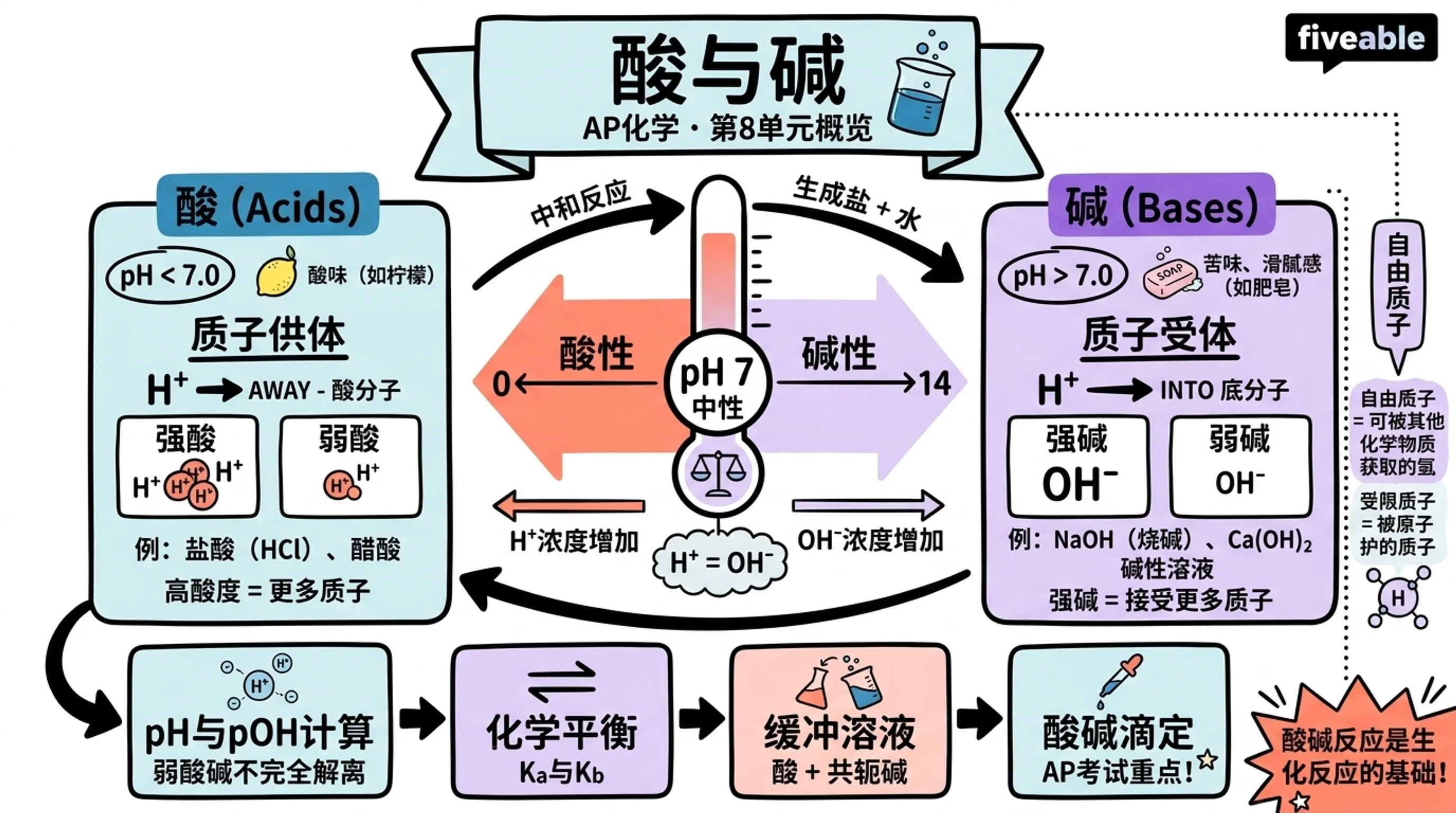 Unit 8 Overview: Acids and Bases - AP Chemistry - Unit 8 visual cheatsheet