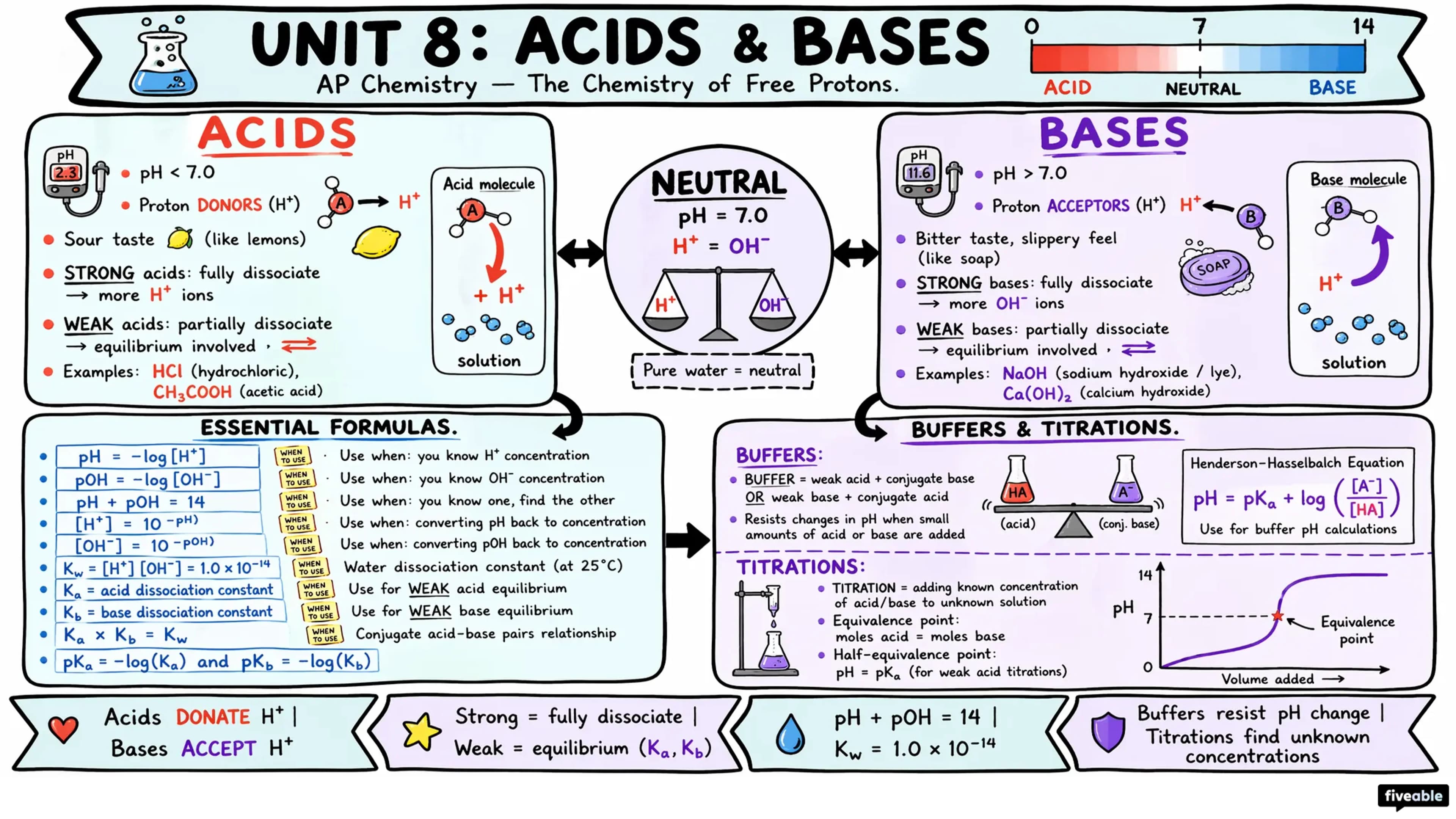 Unit 8 Overview: Acids and Bases - AP Chemistry - Unit 8 visual cheatsheet