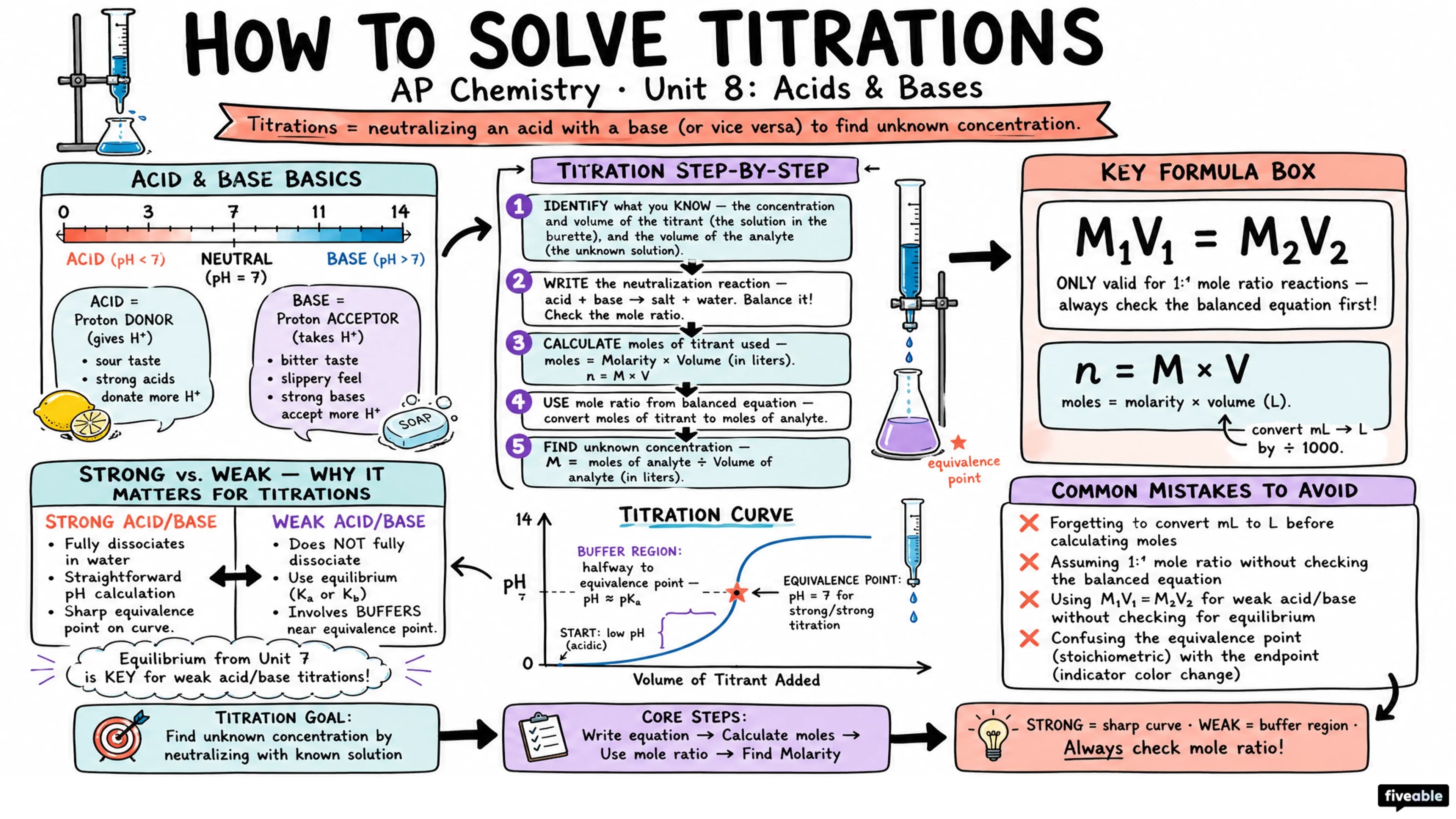 Unit 8 Overview: Acids and Bases - AP Chemistry - Unit 8 visual cheatsheet