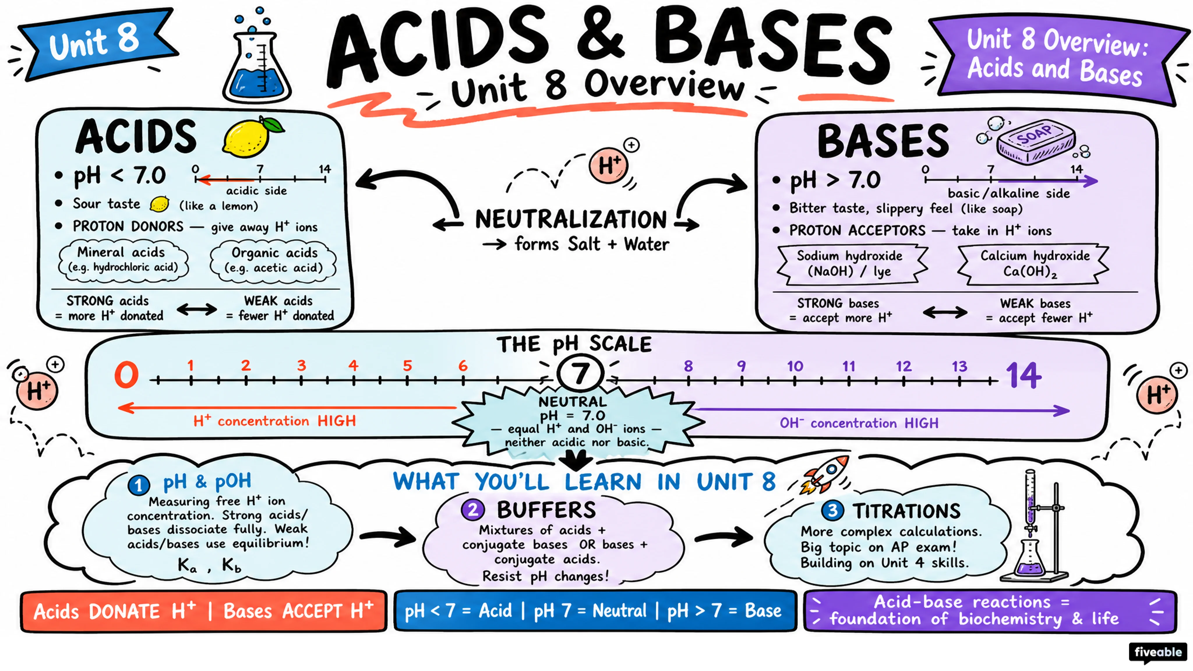 Unit 8 Overview: Acids and Bases - AP Chemistry - Unit 8 visual cheatsheet