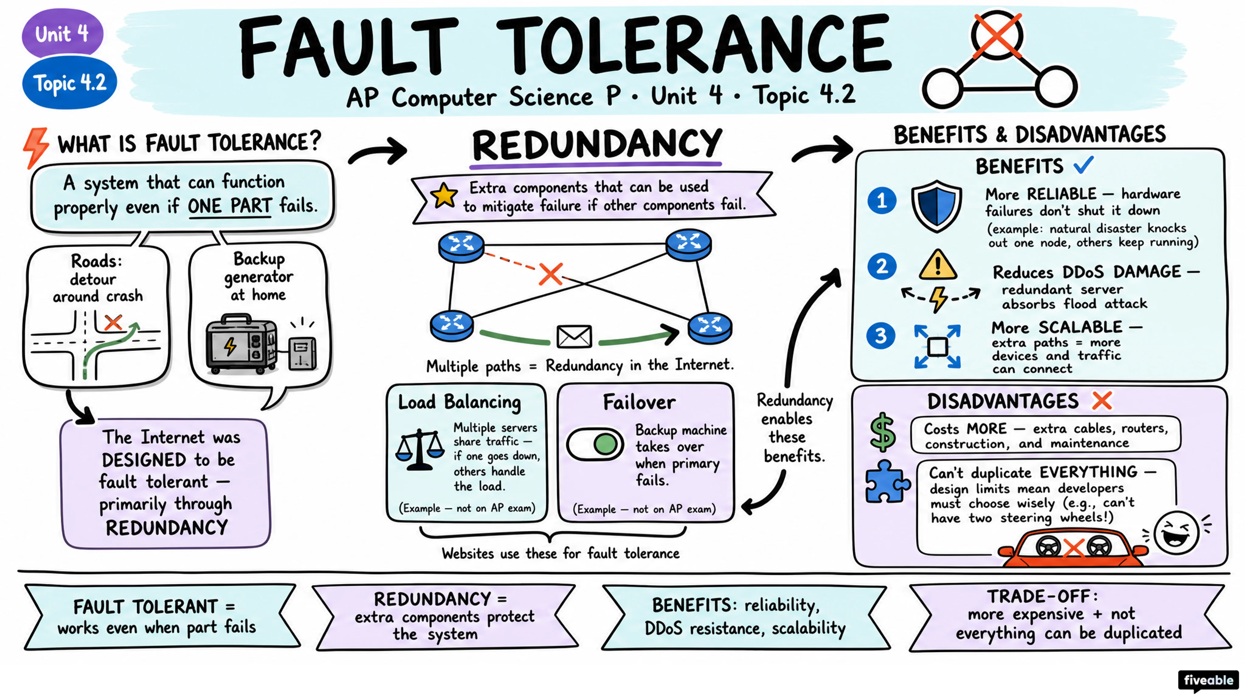 4.2 Fault Tolerance - AP Computer Science P - Unit 4 visual cheatsheet