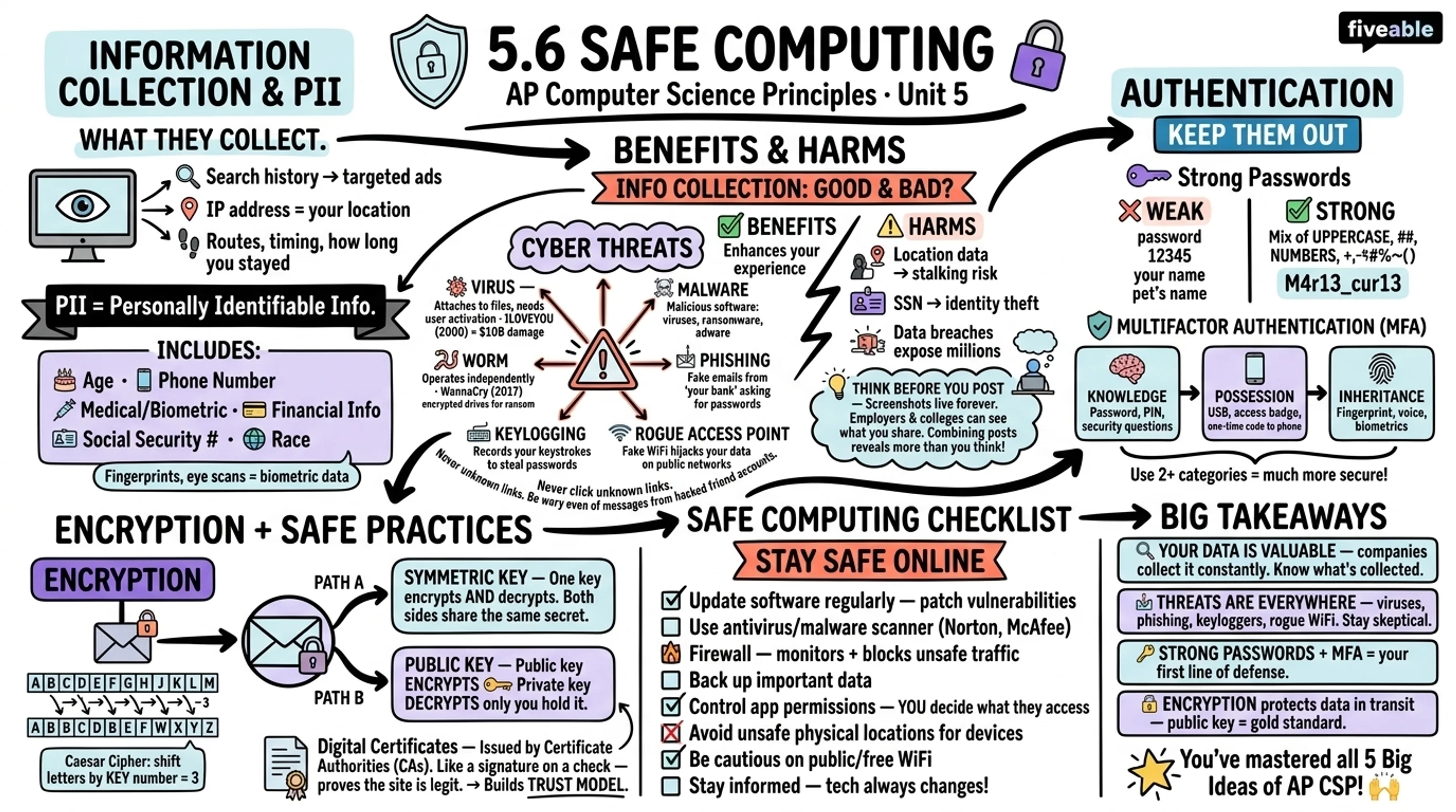 5.6 Safe Computing - AP Computer Science P - Unit 5 visual cheatsheet