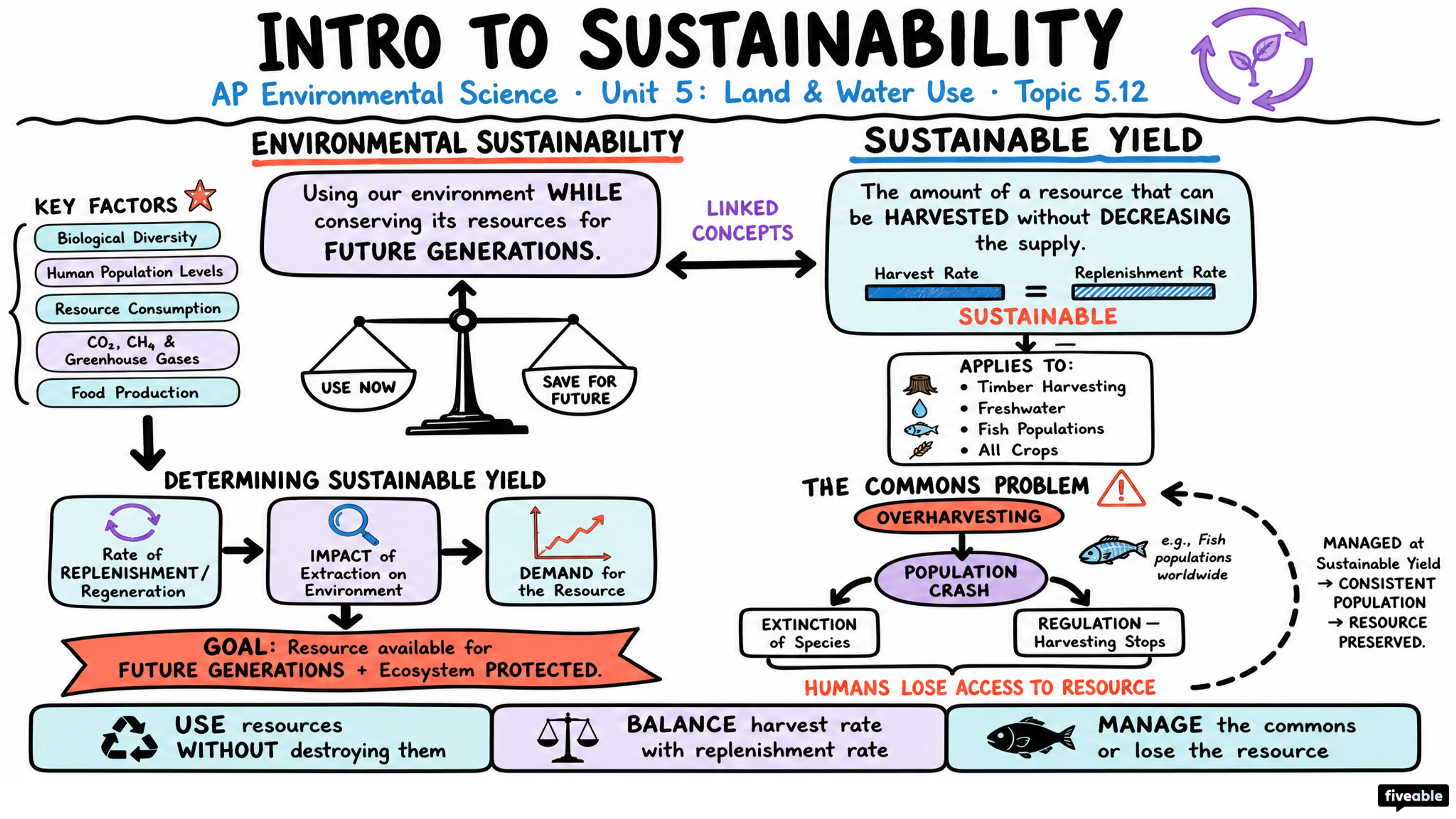 5.12 Intro to Sustainability - AP Environmental Science - Unit 5 visual cheatsheet