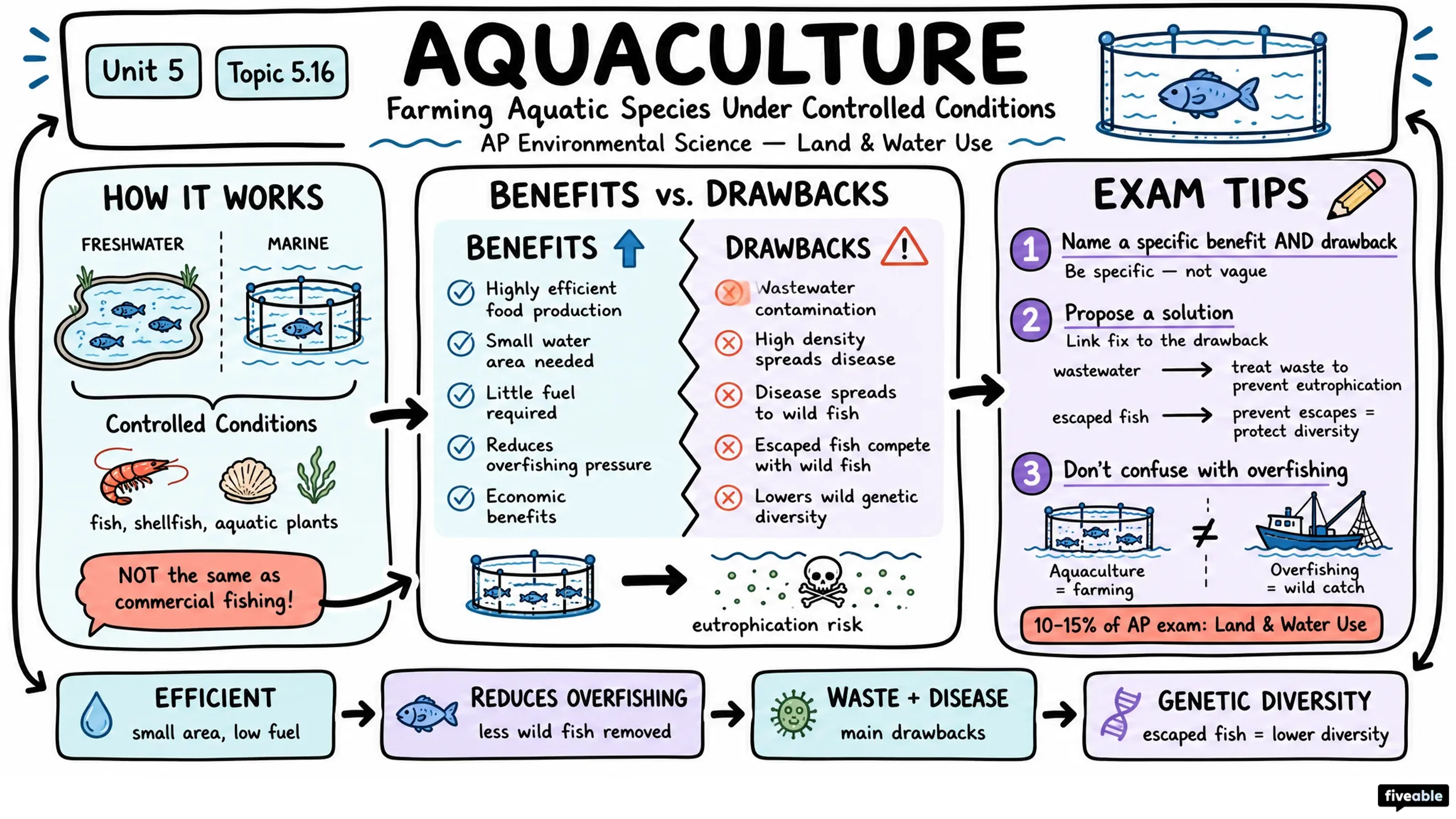 5.16 Aquaculture - AP Environmental Science - Unit 5 visual cheatsheet