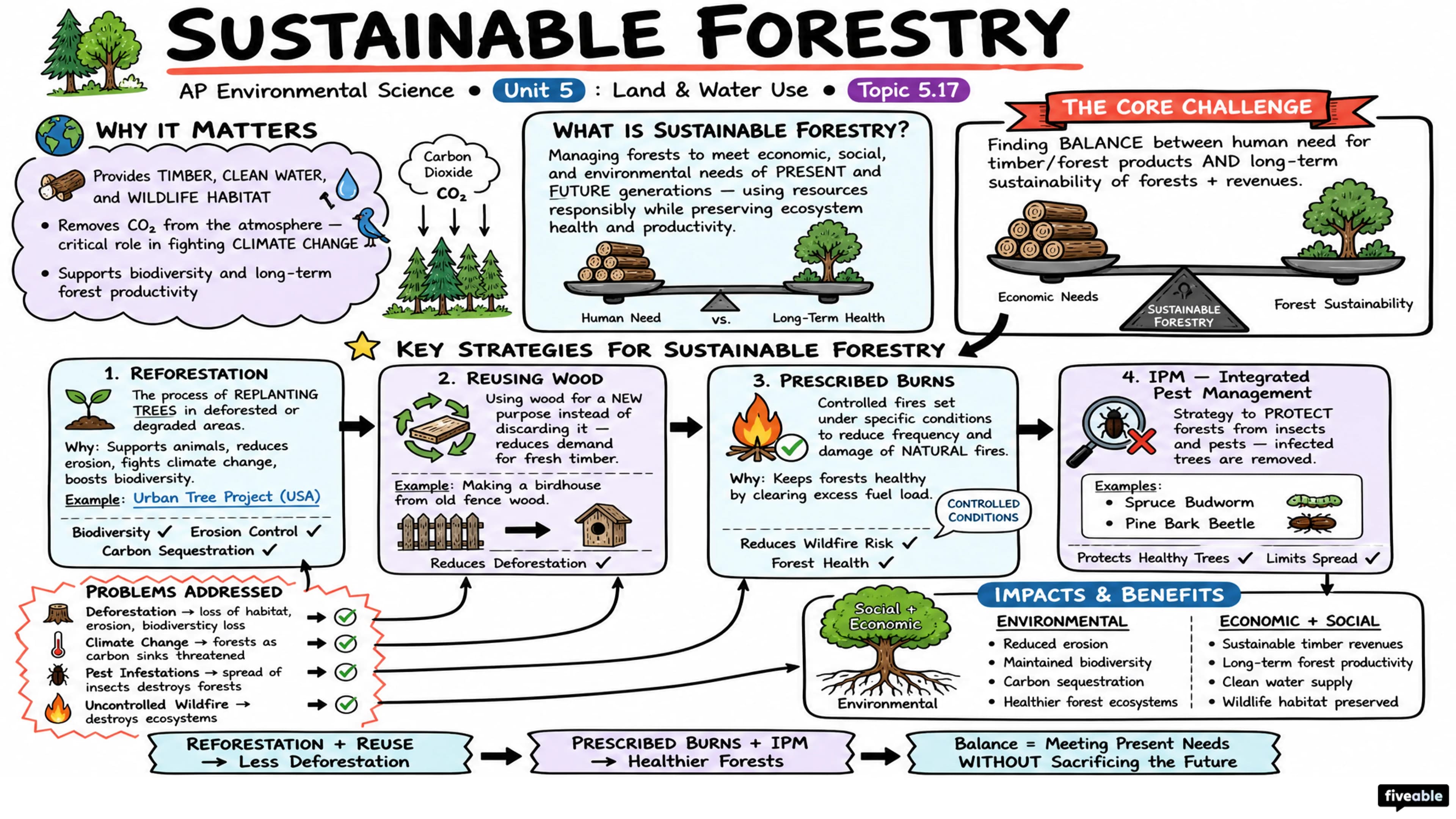 5.17 Sustainable Forestry - AP Environmental Science - Unit 5 visual cheatsheet