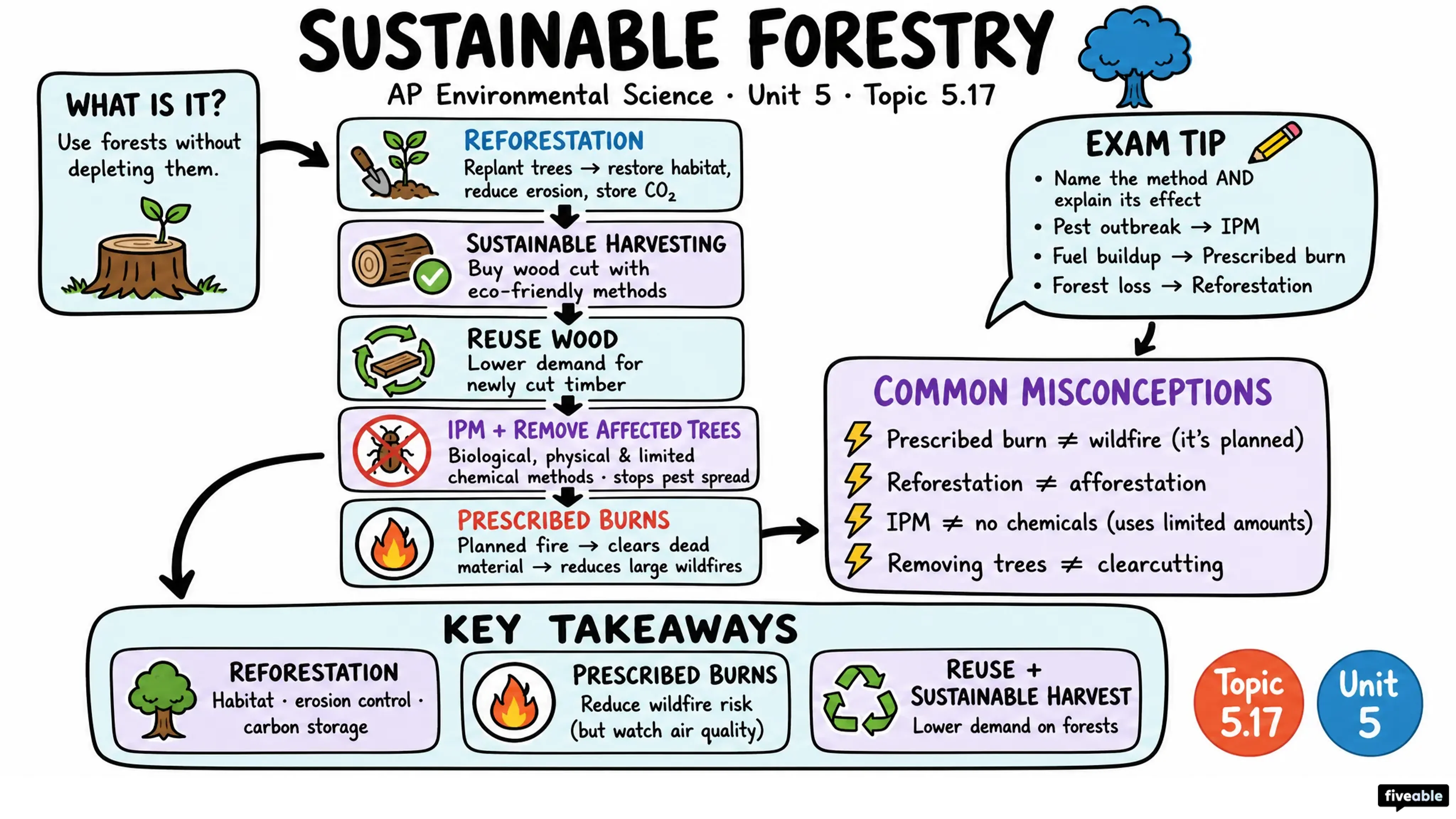 5.17 Sustainable Forestry - AP Environmental Science - Unit 5 visual cheatsheet