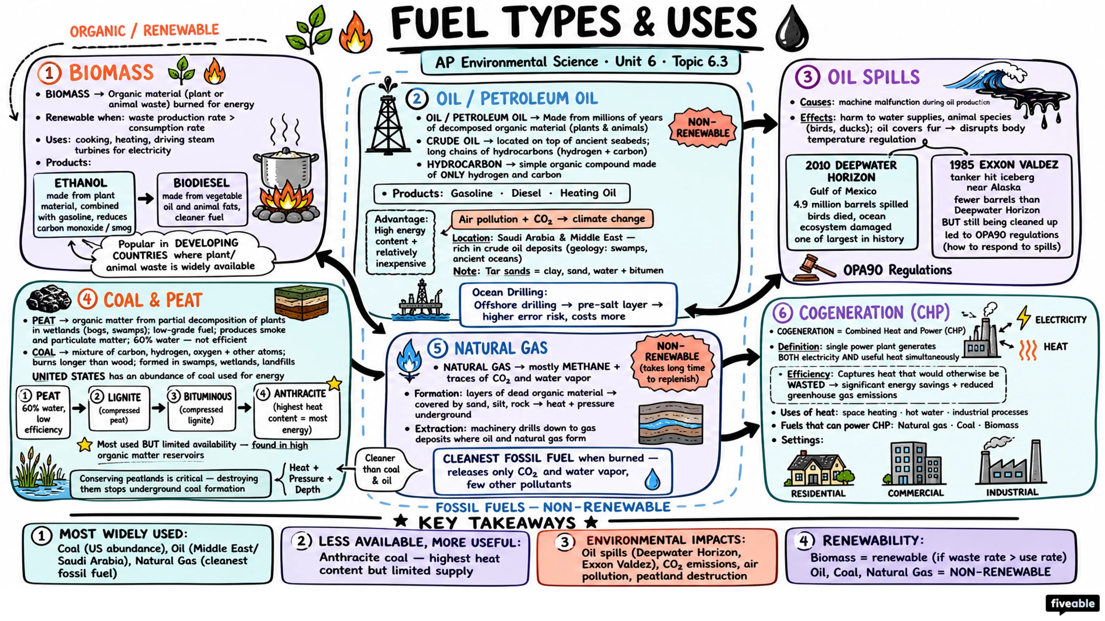 6.3 Fuel Types and Uses - AP Environmental Science - Unit 6 visual cheatsheet