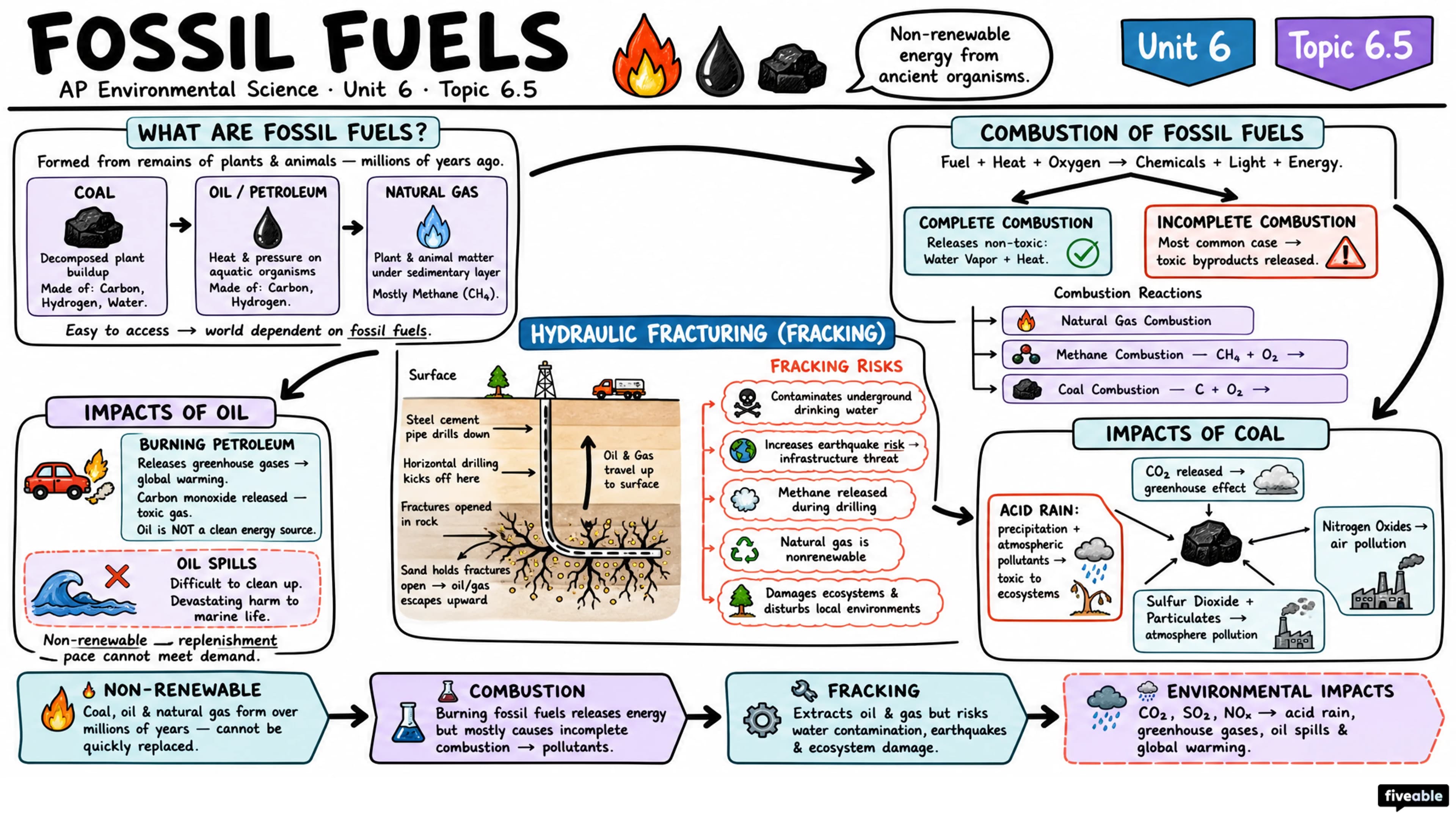 6.5 Fossil Fuels - AP Environmental Science - Unit 6 visual cheatsheet