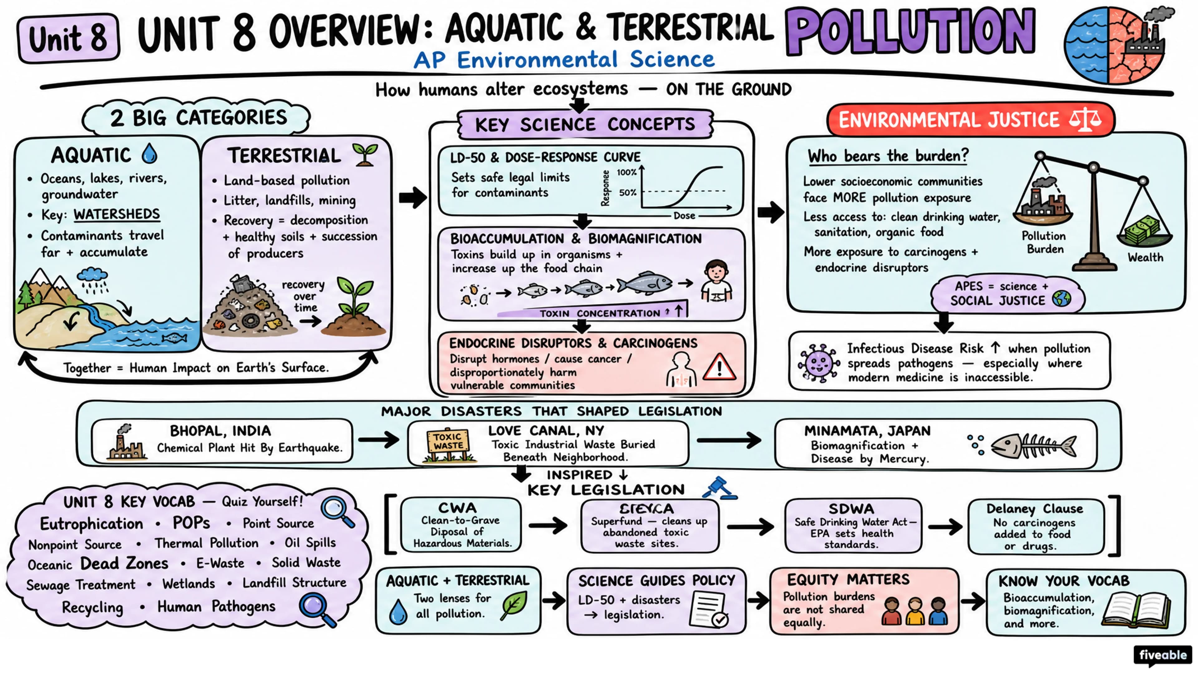 Unit 8 Overview: Aquatic & Terrestrial Pollution - AP Environmental Science - Unit 8 visual cheatsheet