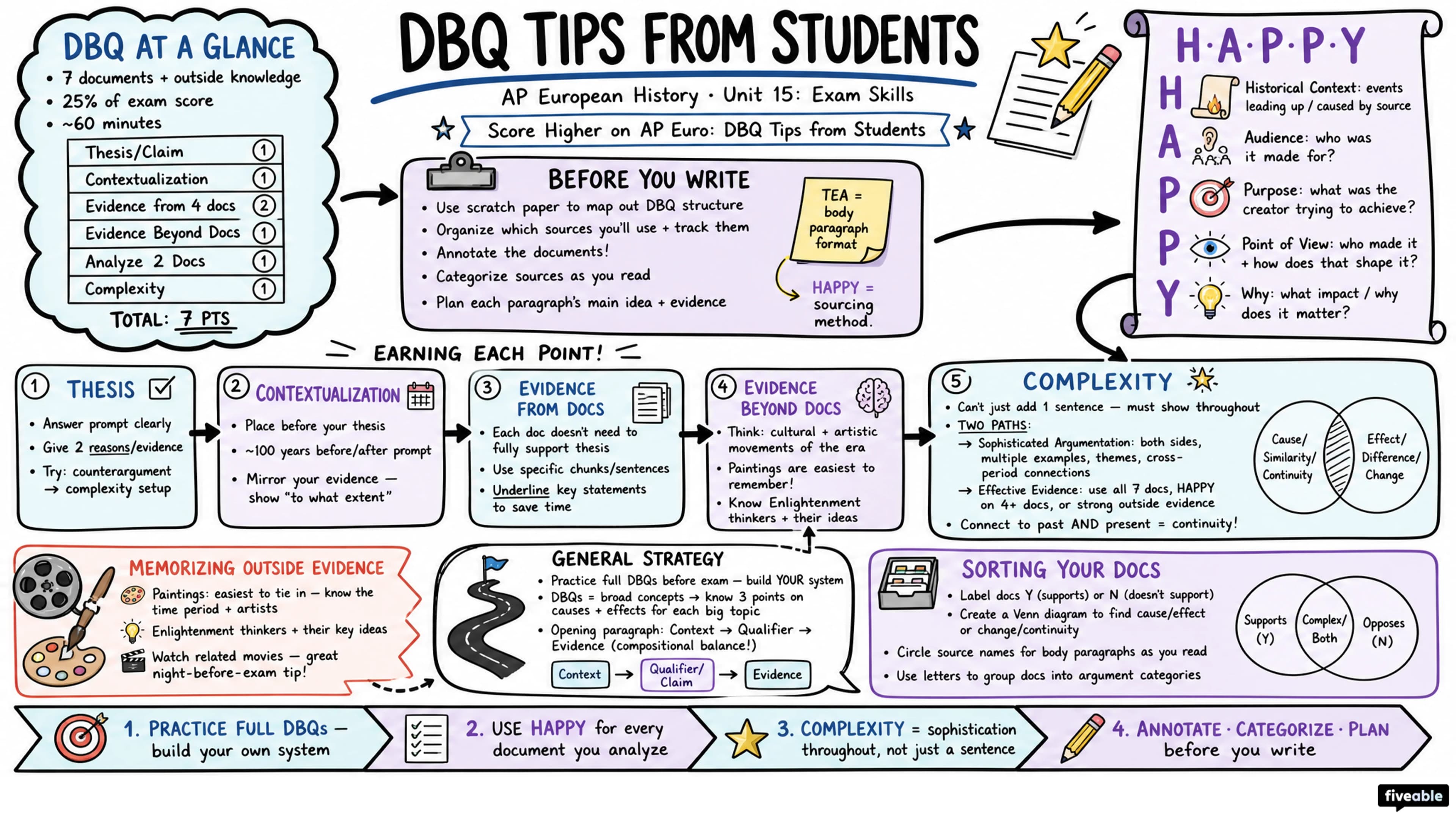 Score Higher on AP Euro: DBQ Tips from Students - AP European History - Exam Skills visual cheatsheet