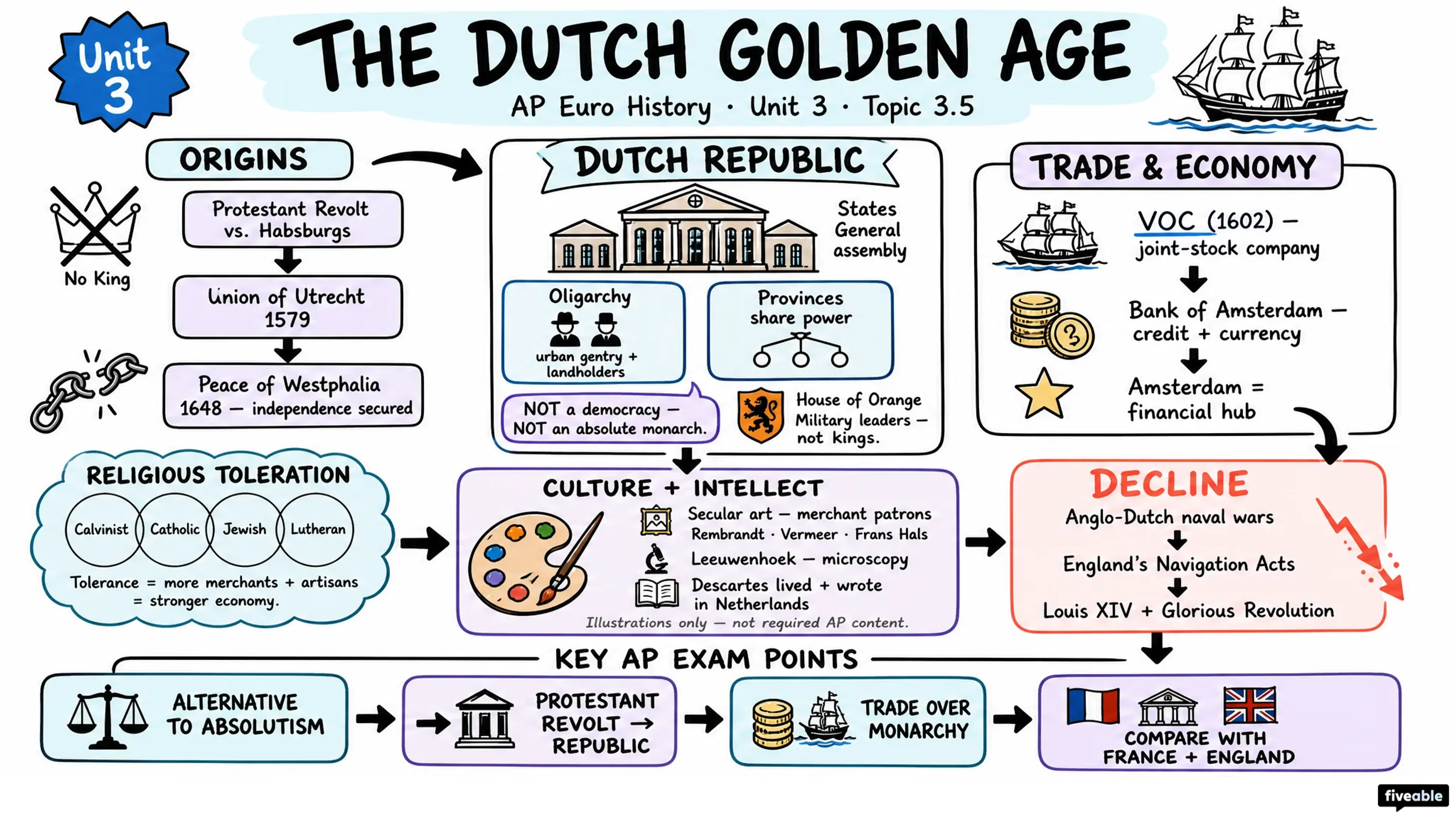 3.5 The Dutch Golden Age - AP European History - Unit 3 visual cheatsheet
