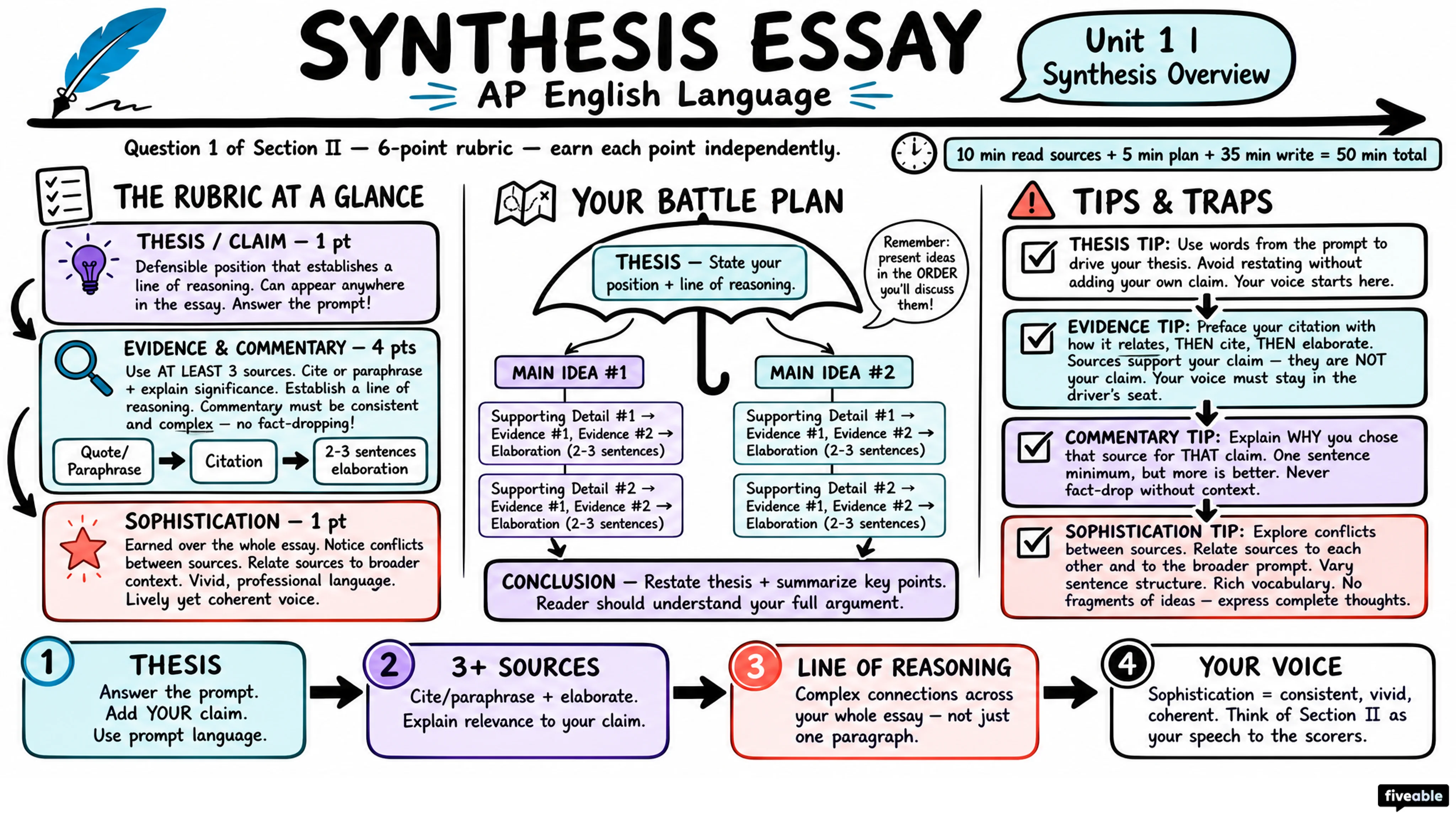 Synthesis Overview - AP English Language - Exam Skills visual cheatsheet