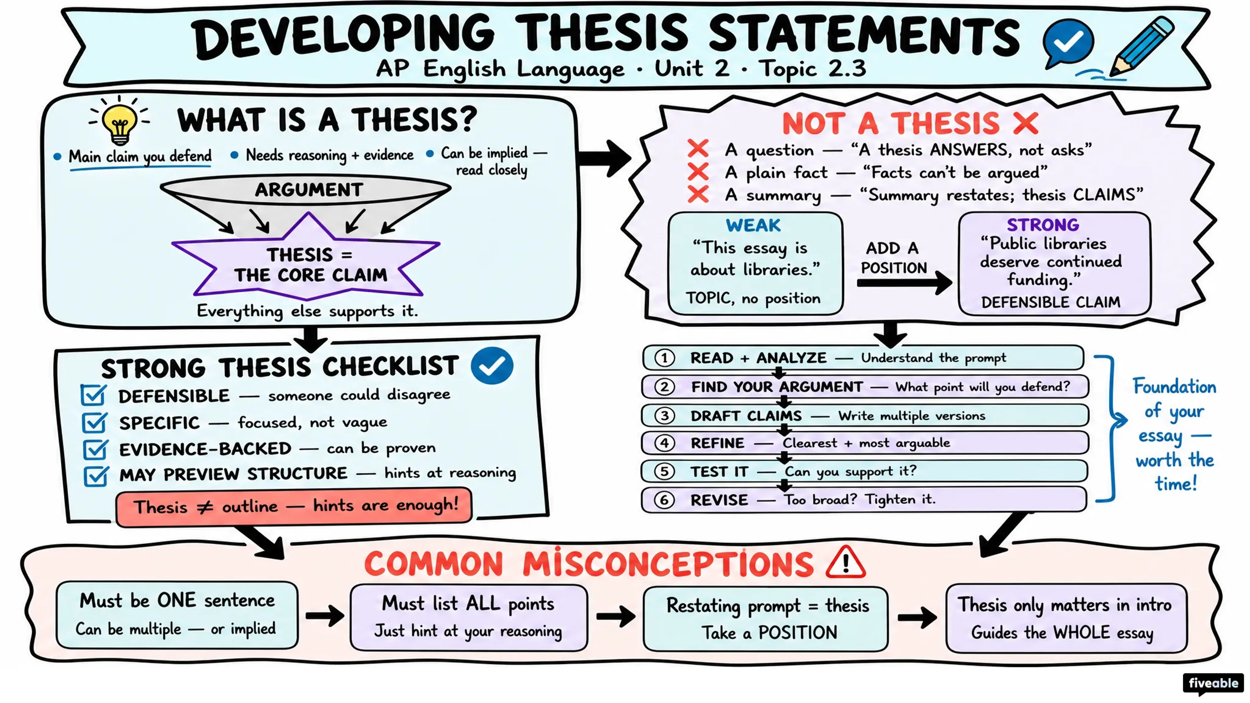 2.3 Developing thesis statements - AP English Language - Unit 2 visual cheatsheet