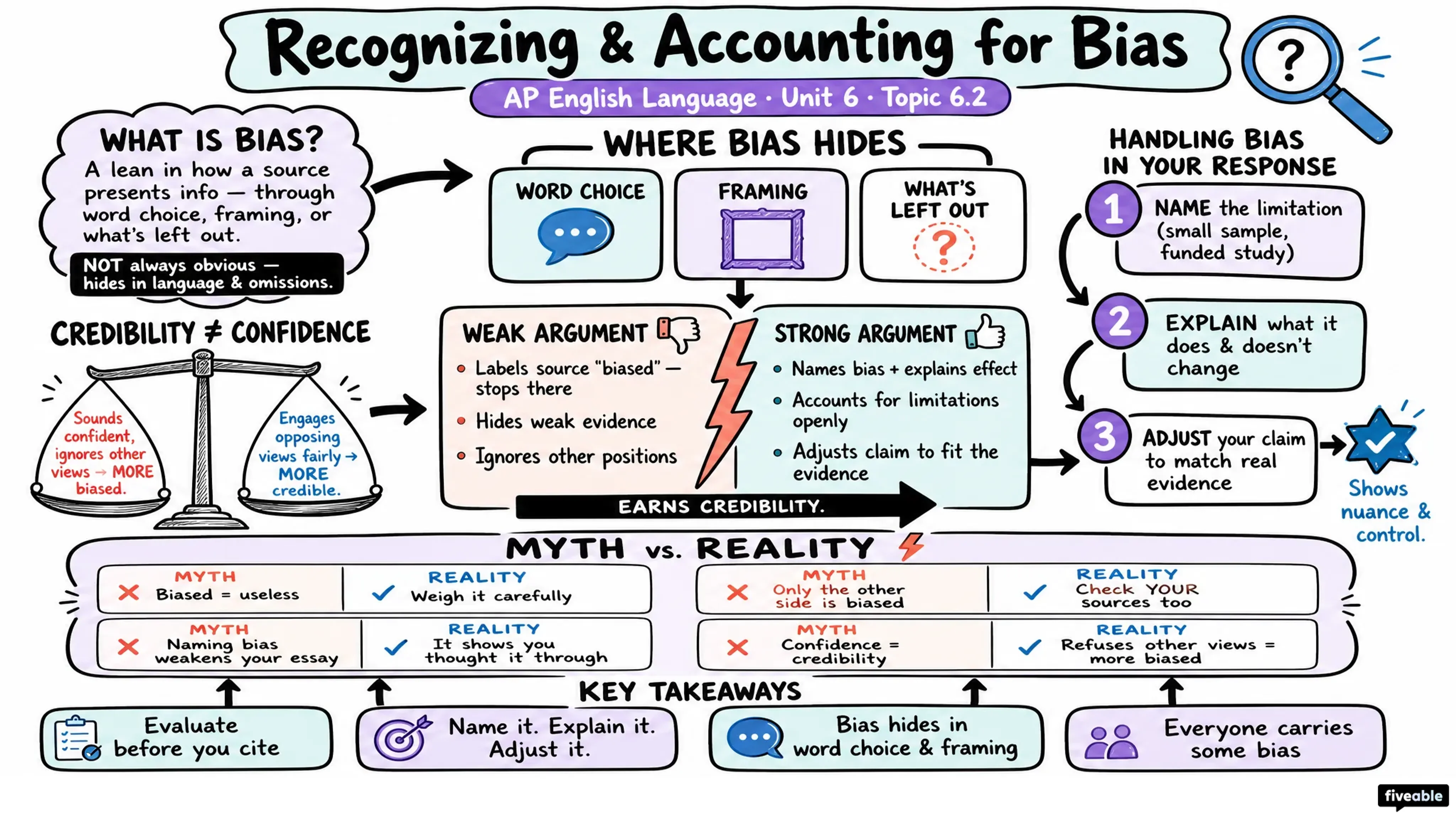6.2 Recognizing and accounting for bias - AP English Language - Unit 6 visual cheatsheet