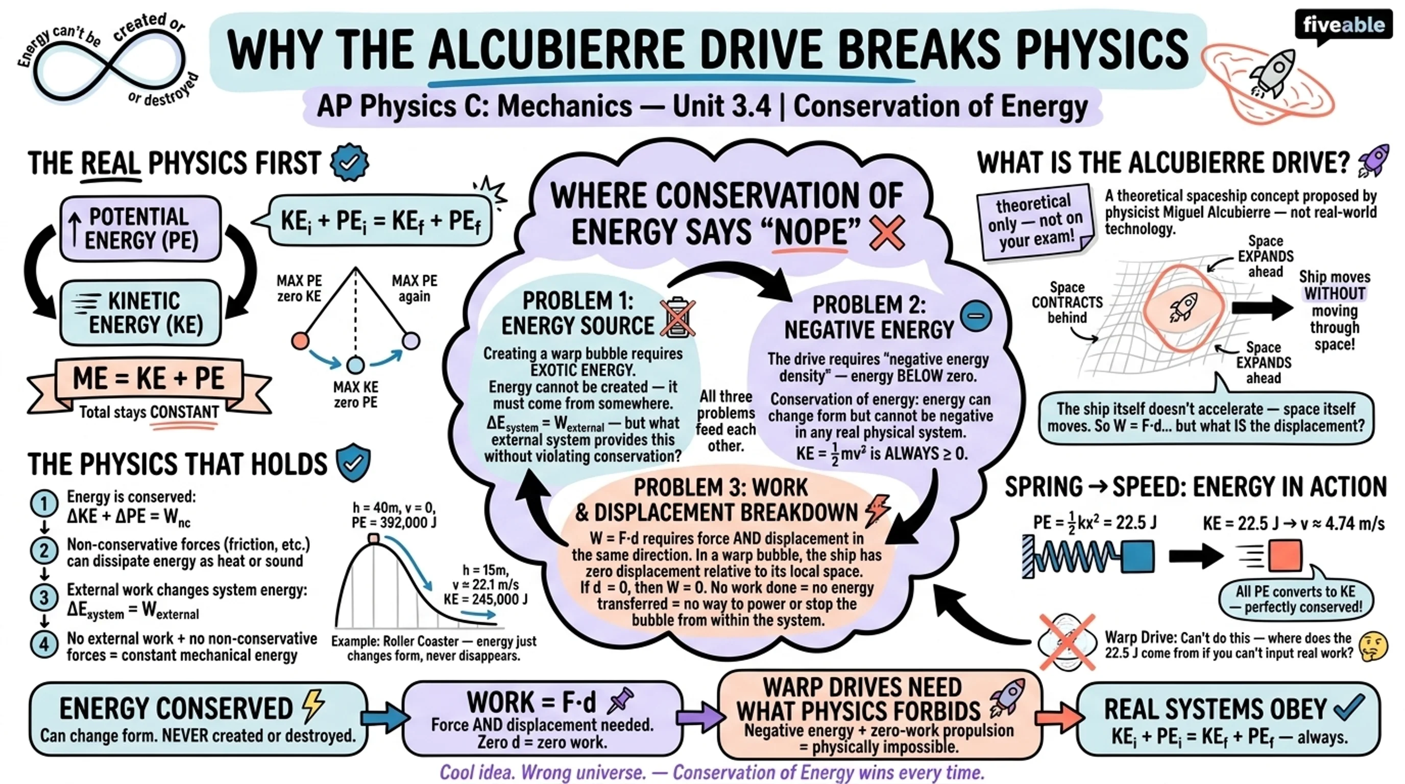 3.4 Conservation of Energy - AP Physics C: Mechanics - Unit 3 visual cheatsheet