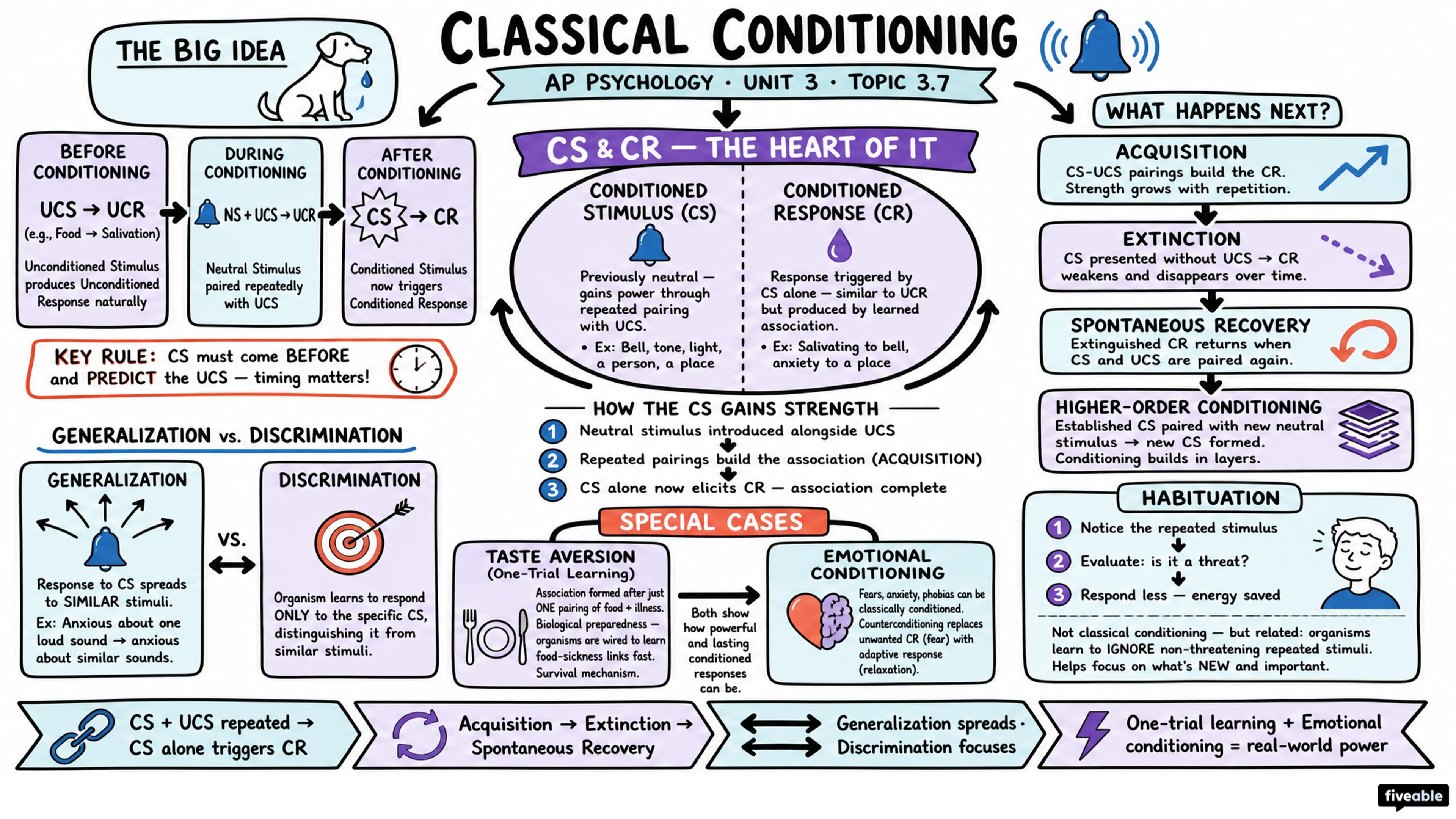 3.7 Classical Conditioning - AP Psychology - Unit 3 visual cheatsheet