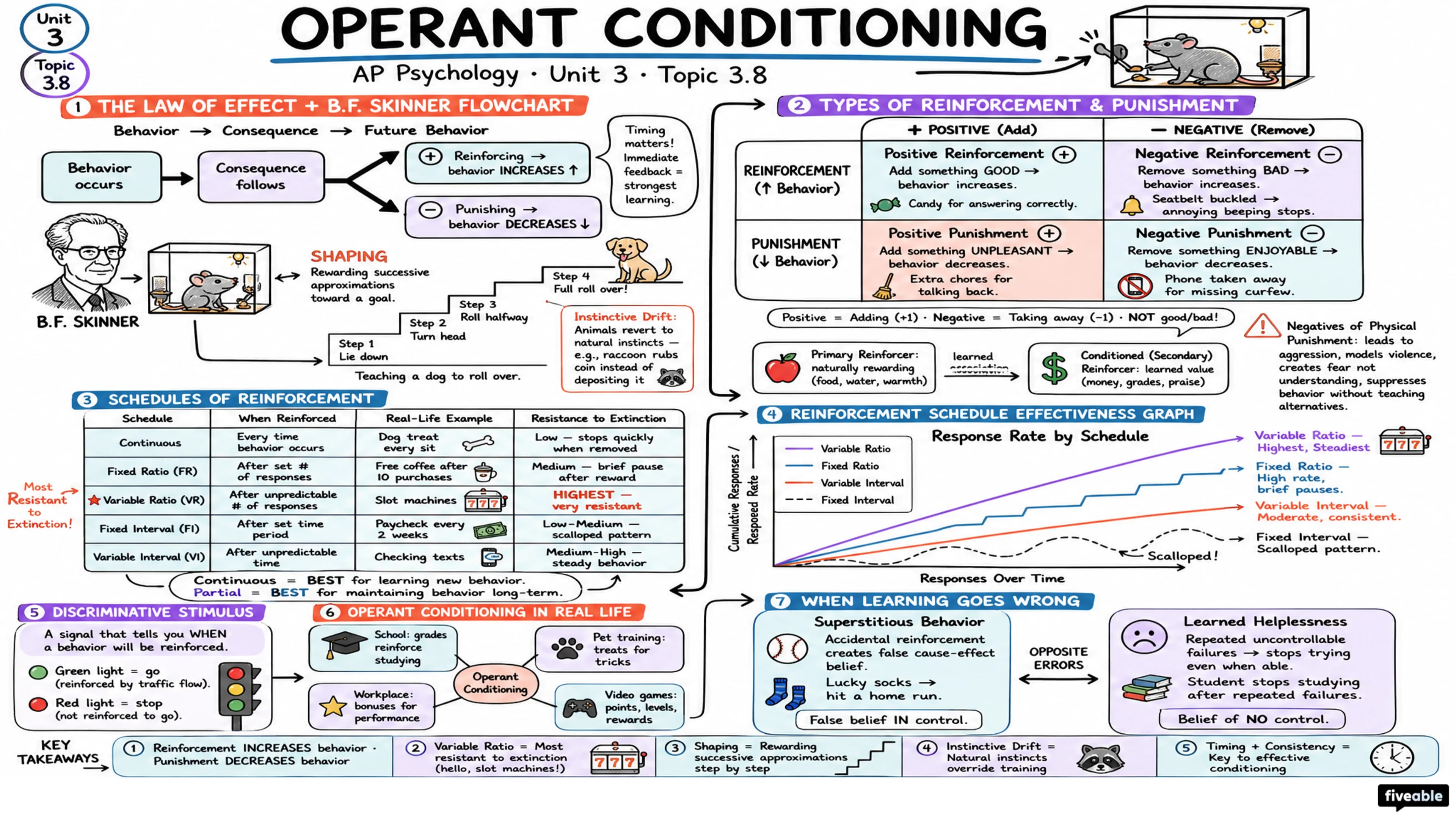3.8 Operant Conditioning - AP Psychology - Unit 3 visual cheatsheet