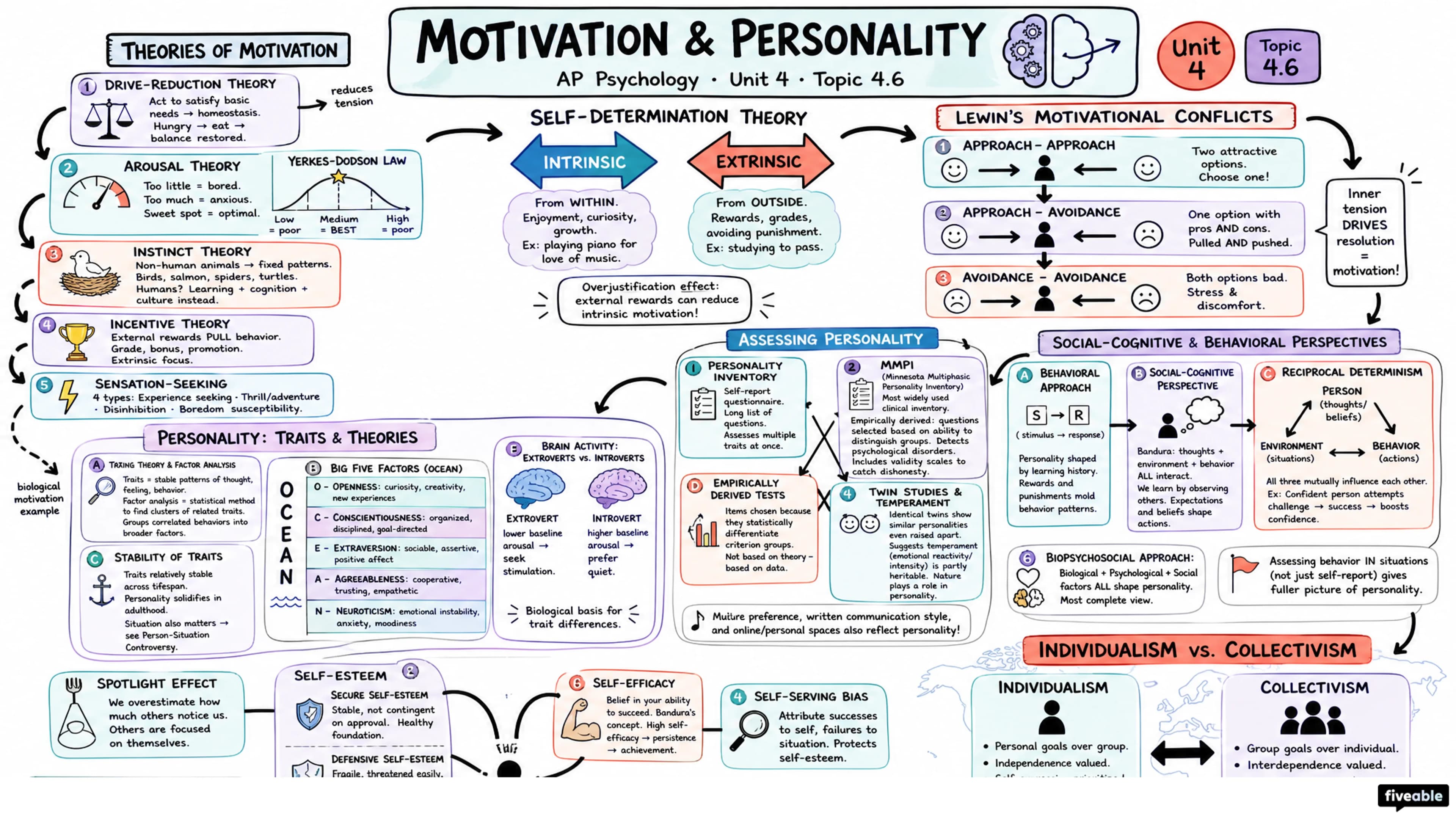 4.6 Motivation - AP Psychology - Unit 4 visual cheatsheet