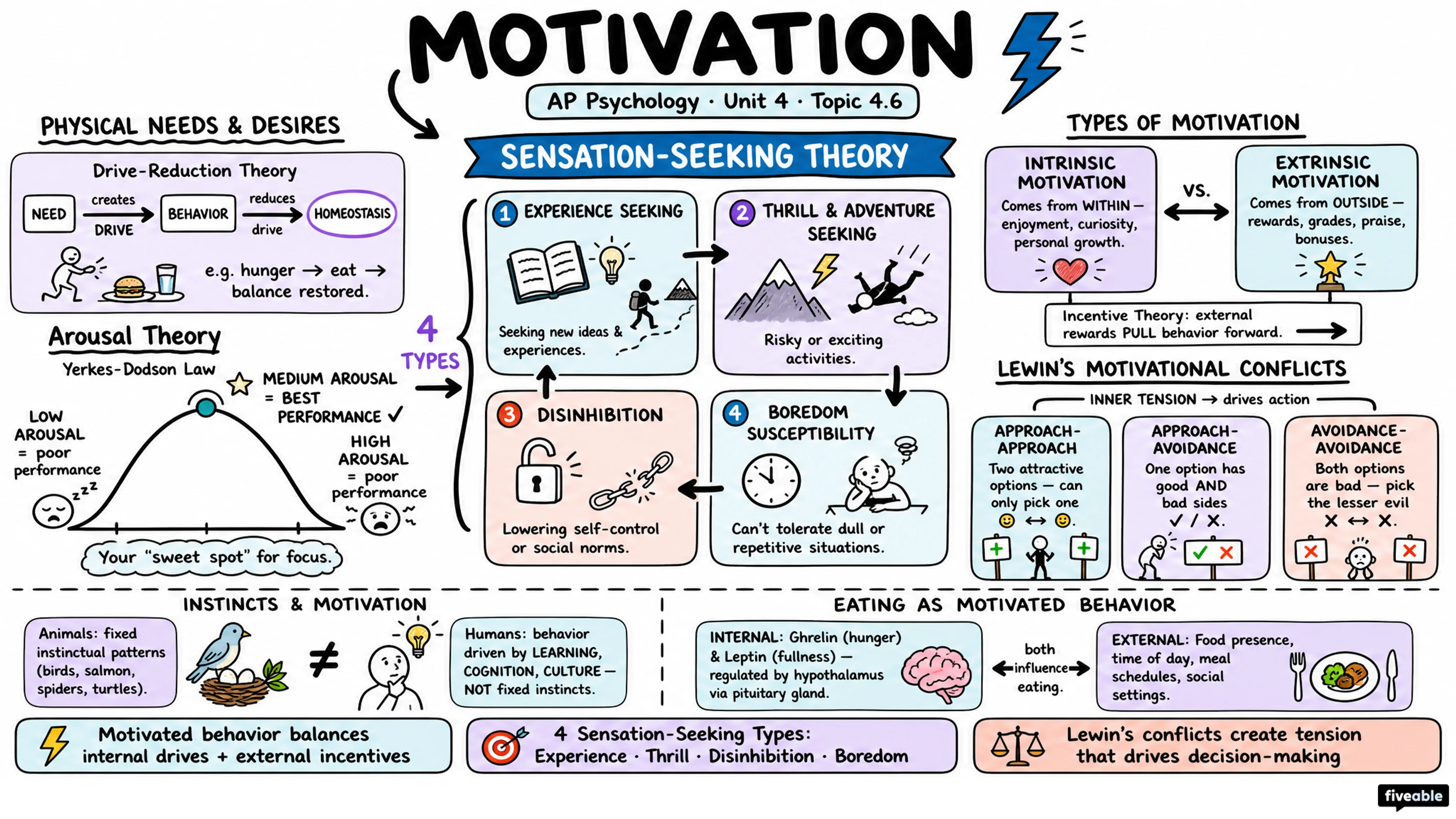 4.6 Motivation - AP Psychology - Unit 4 visual cheatsheet