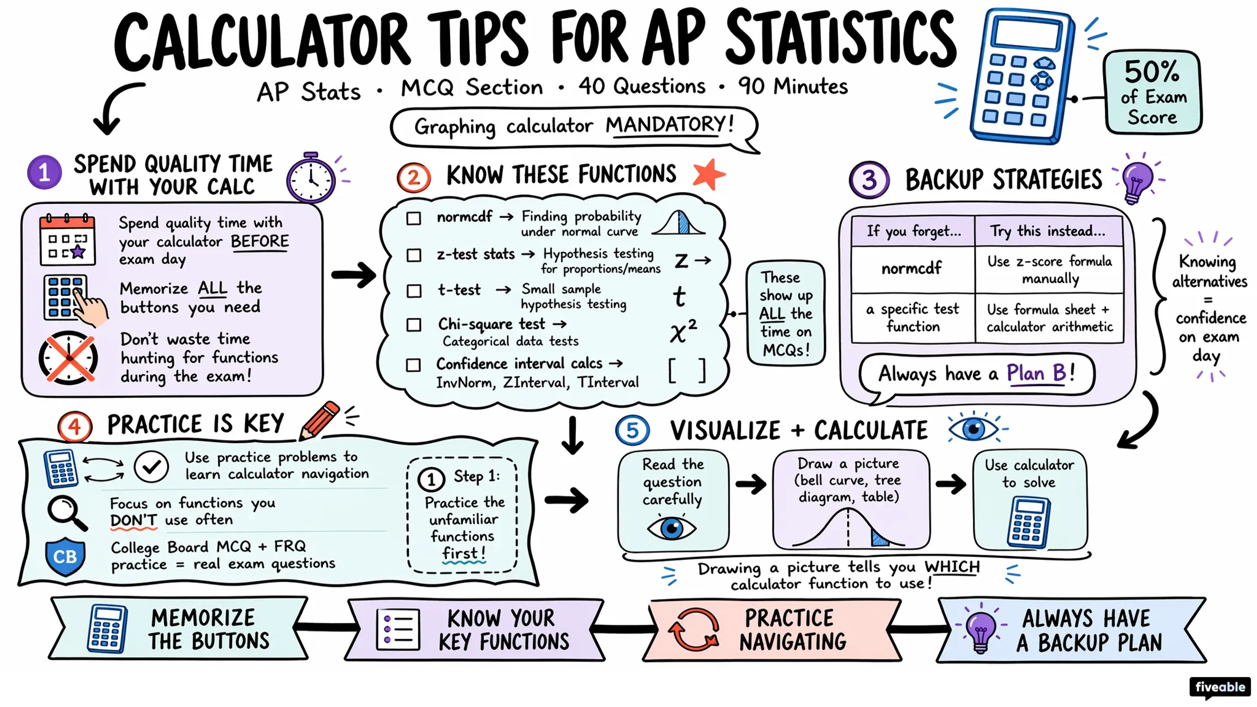 Score Higher on AP Statistics: MCQ Tips from Students - AP Statistics - Exam Skills visual cheatsheet