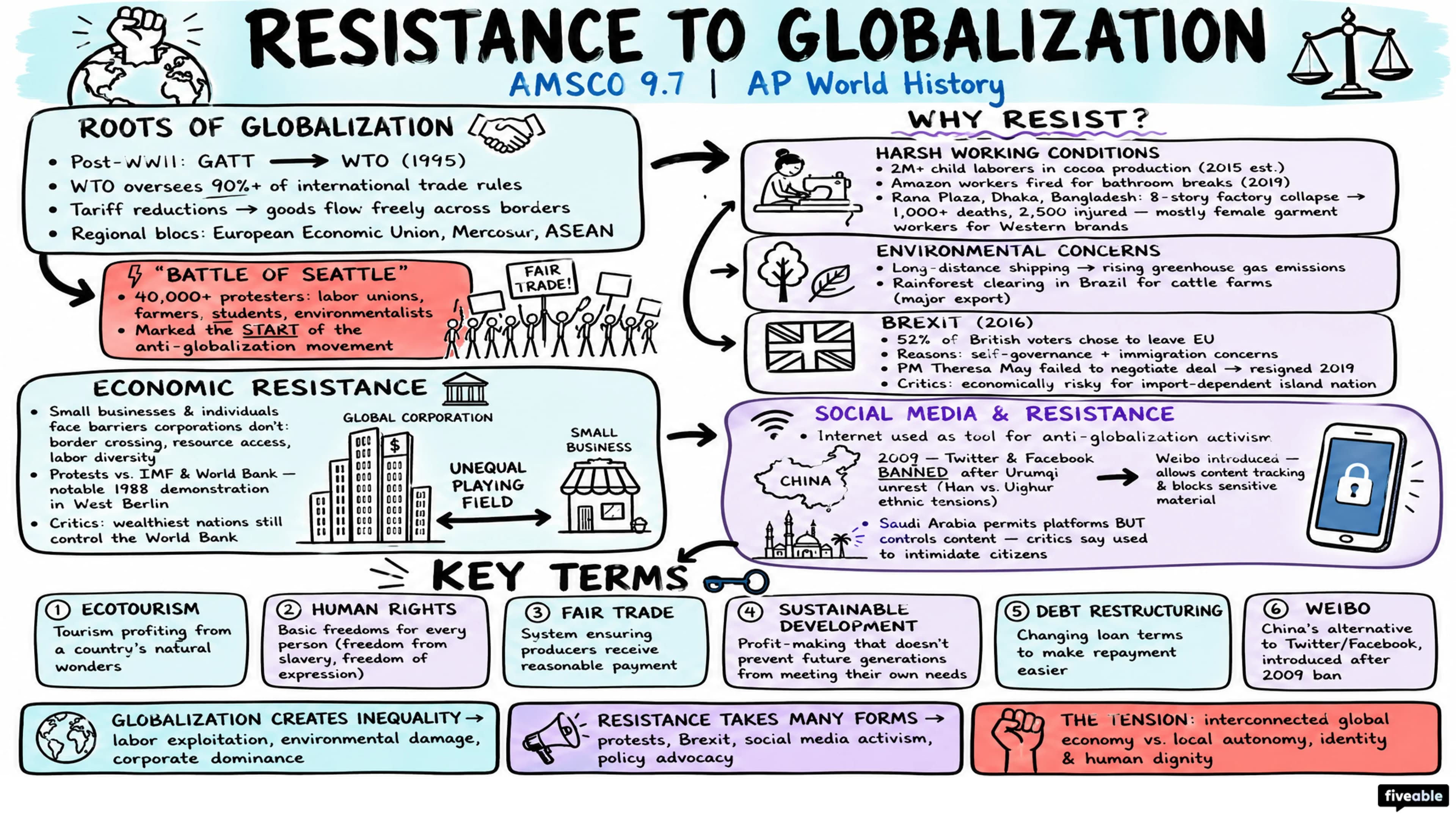 AMSCO 9.7 Resistance to Globalization Notes - AP World History - Amsco Notes visual cheatsheet